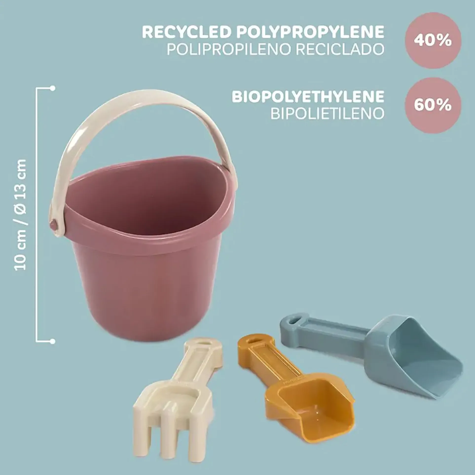 Miniland ECO Baby Sand Set, Pastel Colors, 4 Pieces Per Set, 2 Sets