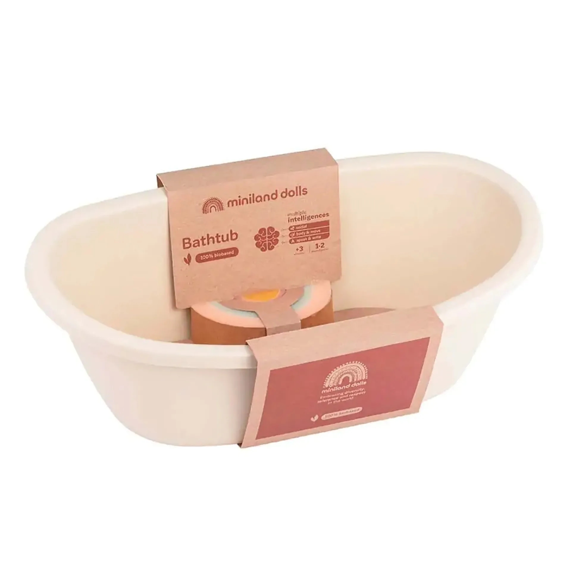 Miniland Eco-Friendly Doll Bathtub Set with Rainbow Sponge