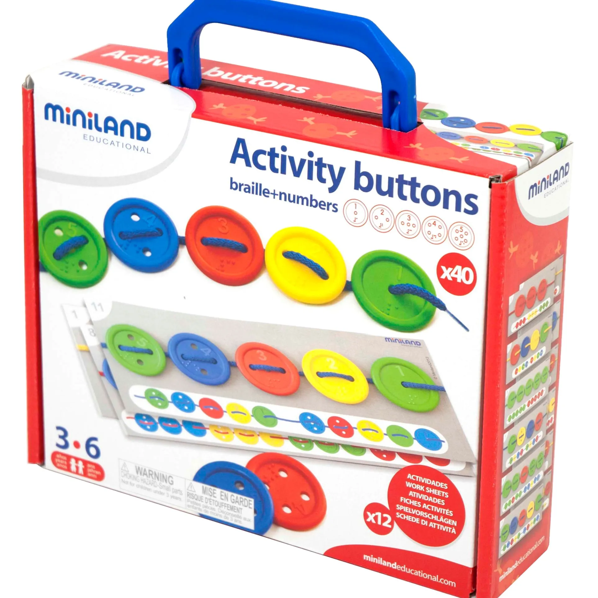Miniland Educational Activity Buttons Set - 57 Pieces for Learning and Development