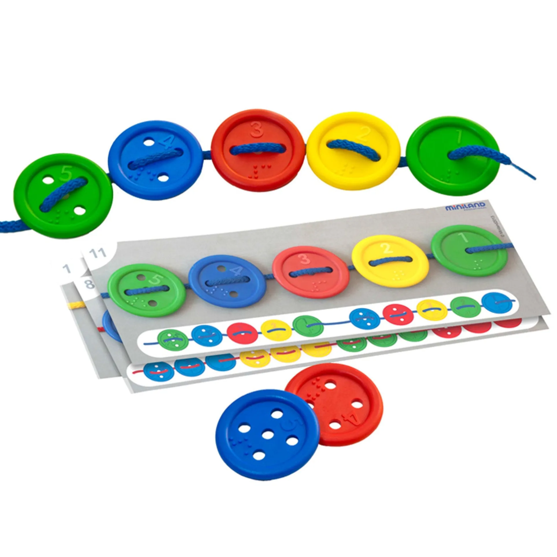 Miniland Educational Activity Buttons Set - 57 Pieces for Learning and Development