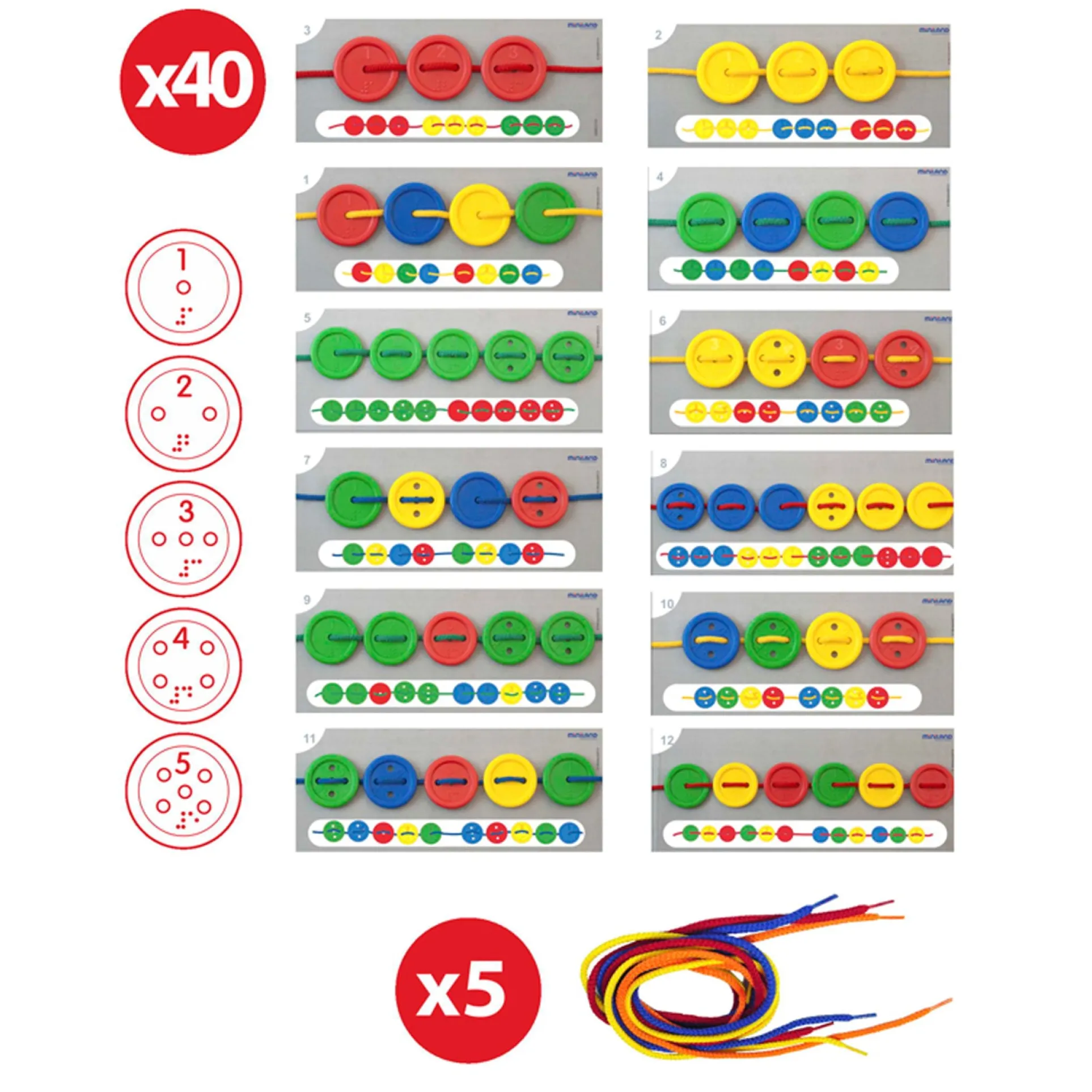 Miniland Educational Activity Buttons Set - 57 Pieces for Learning and Development
