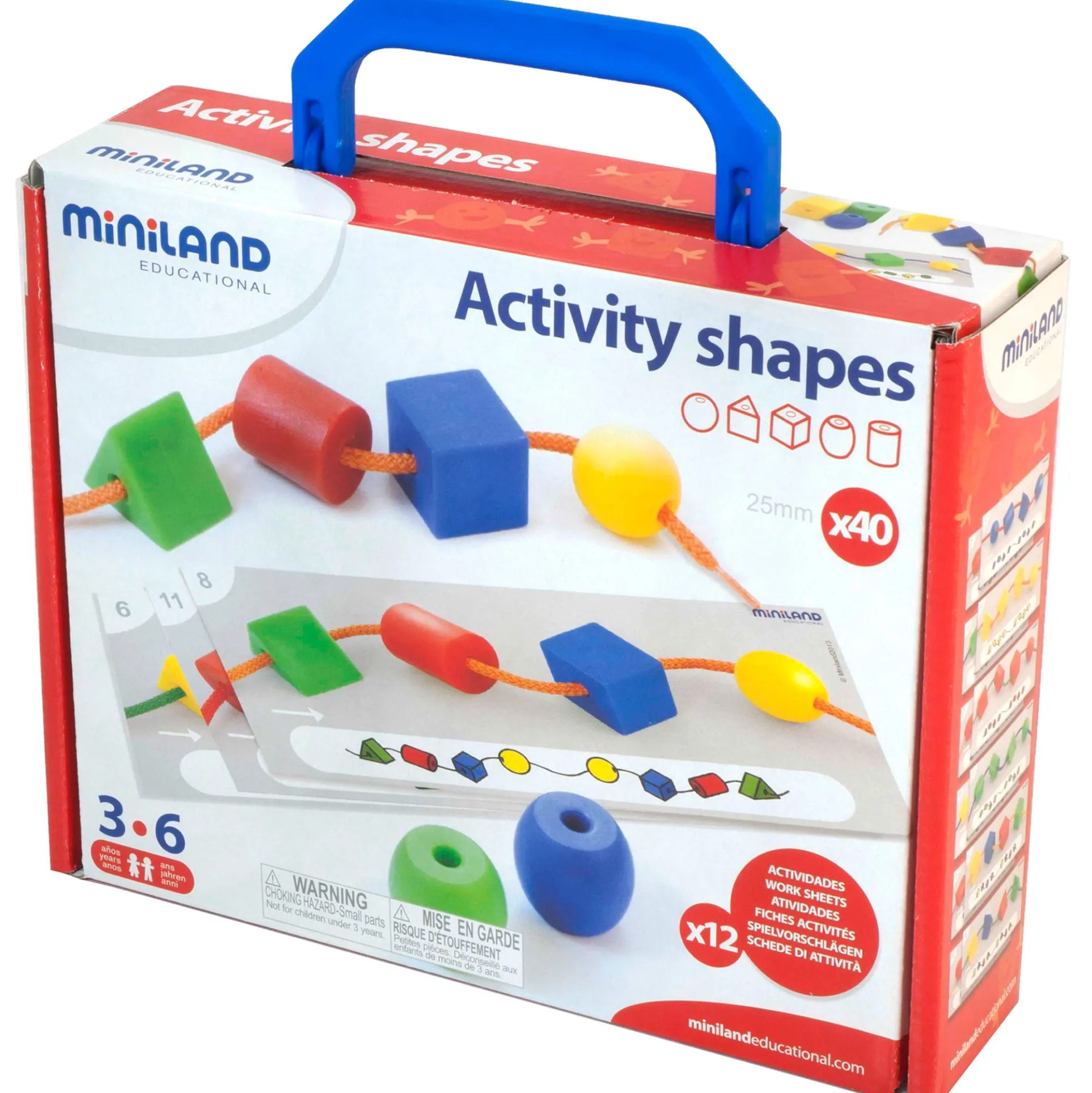 Miniland Educational Activity Shapes - Giant Beads and Laces Set - Learning Toy