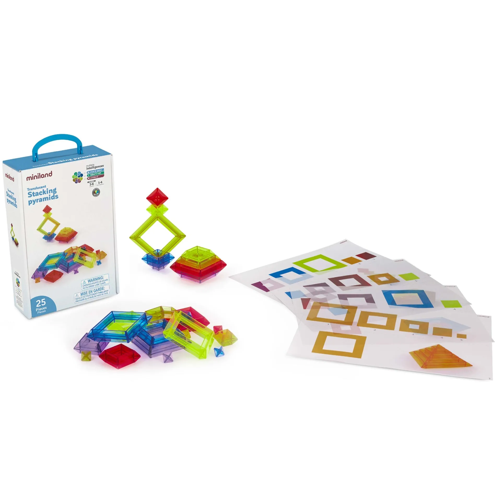 Miniland Educational Translucent Stacking Pyramids - STEM Learning Toy
