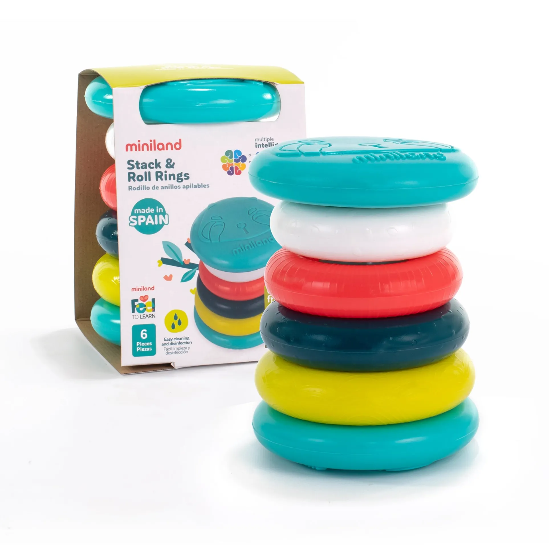 Miniland Feel to Learn: Stack & Roll Rings – Eco-Friendly Toy