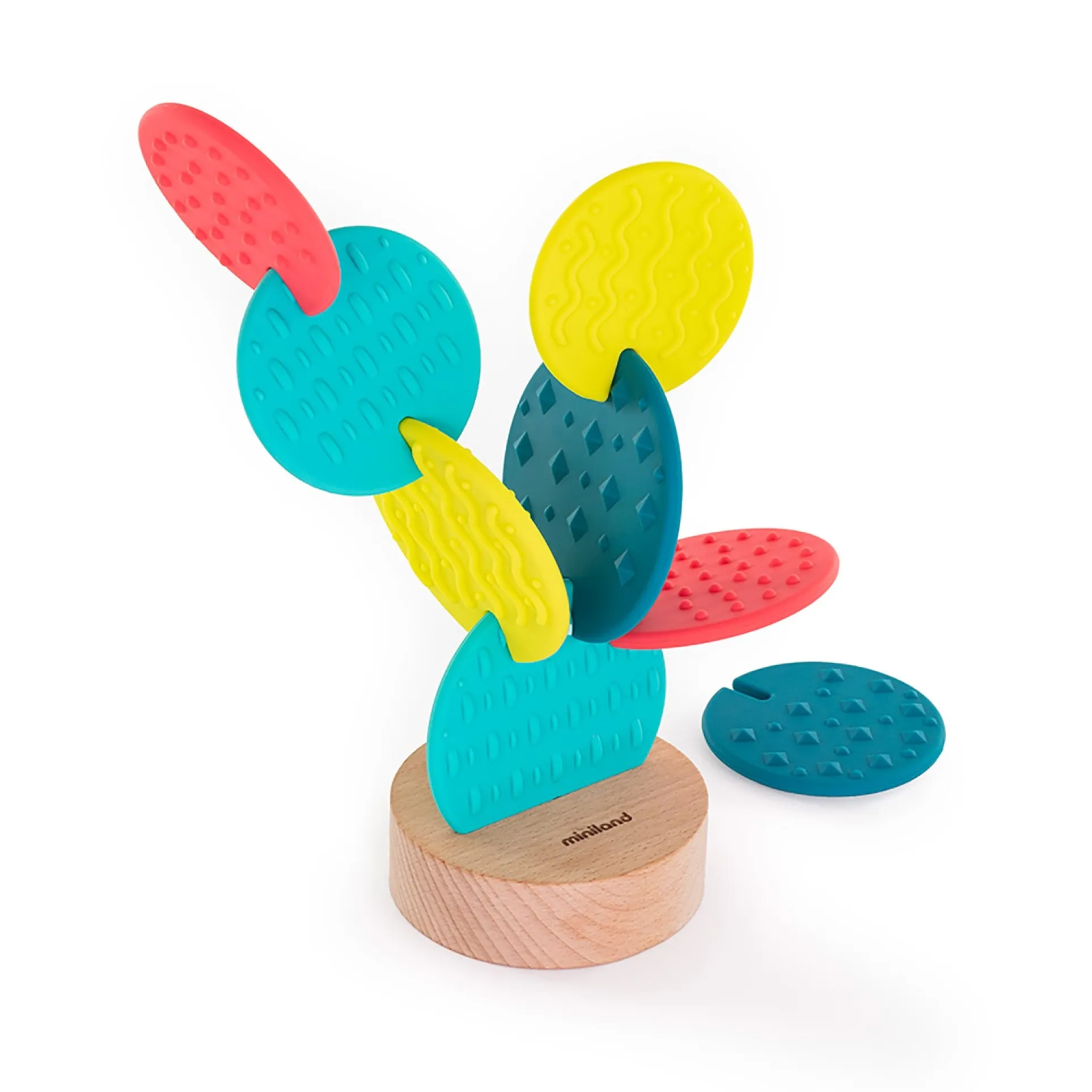 Miniland Feel to Learn Sensory Cactus – Multi-Texture Silicone Teether and Stacking Toy