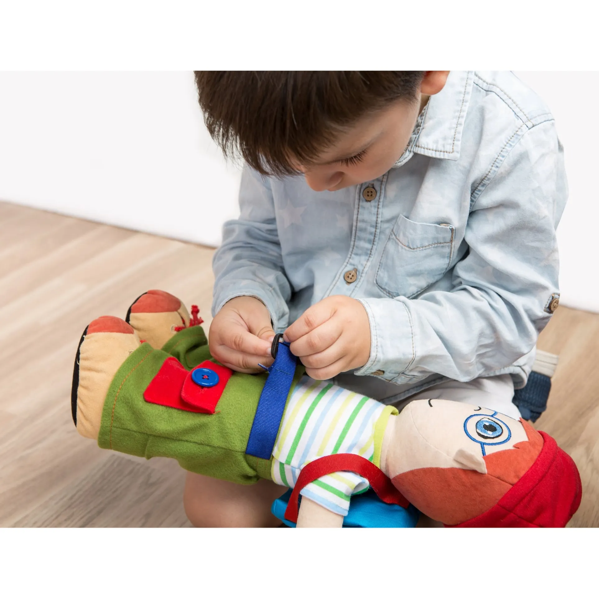 Miniland Multicultural Fastening Doll - Caucasian Boy - Interactive Learning Toy