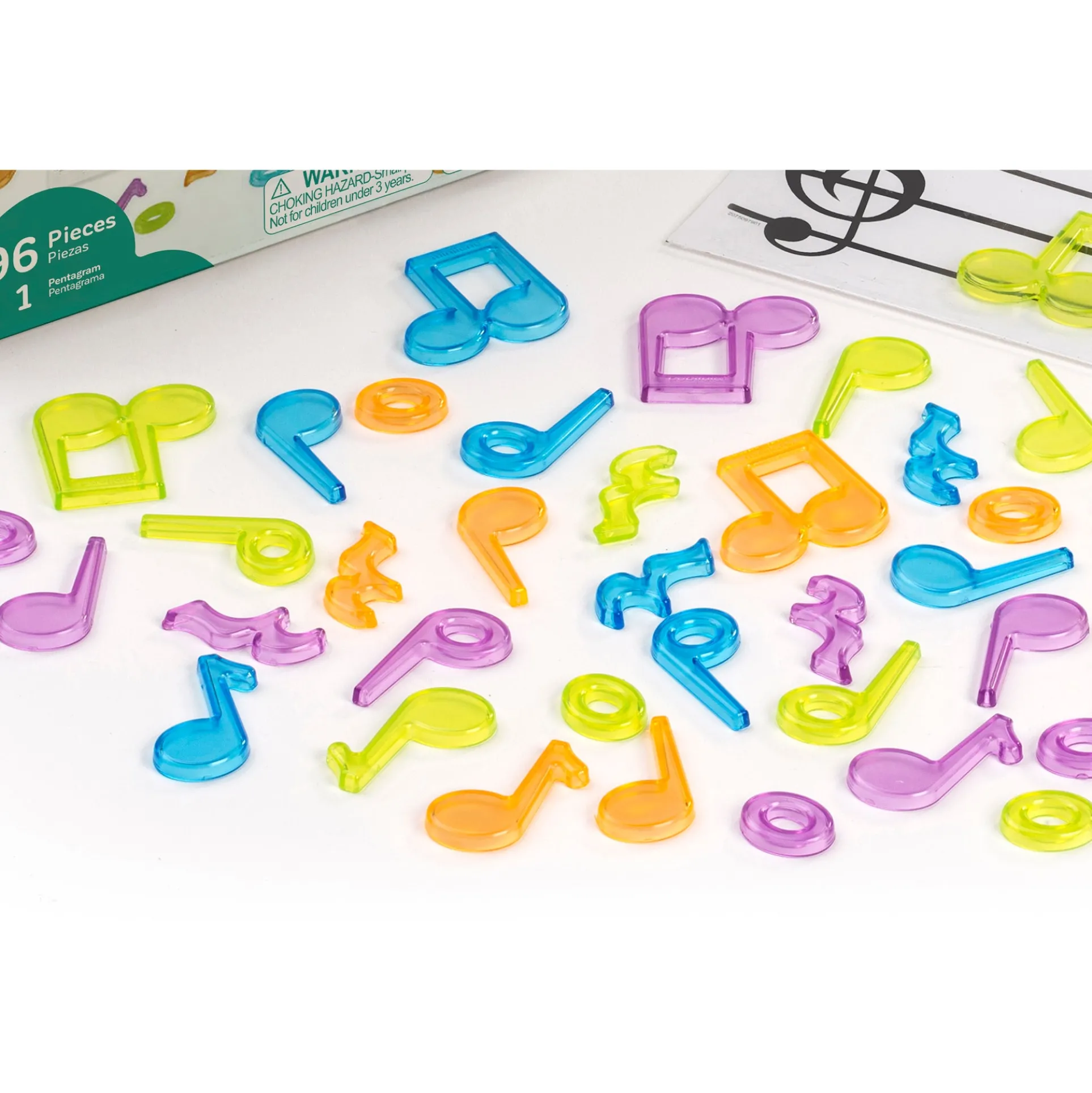 Miniland Translucent Musical Counters - Vibrant Note-Shaped Pieces for Early Learning