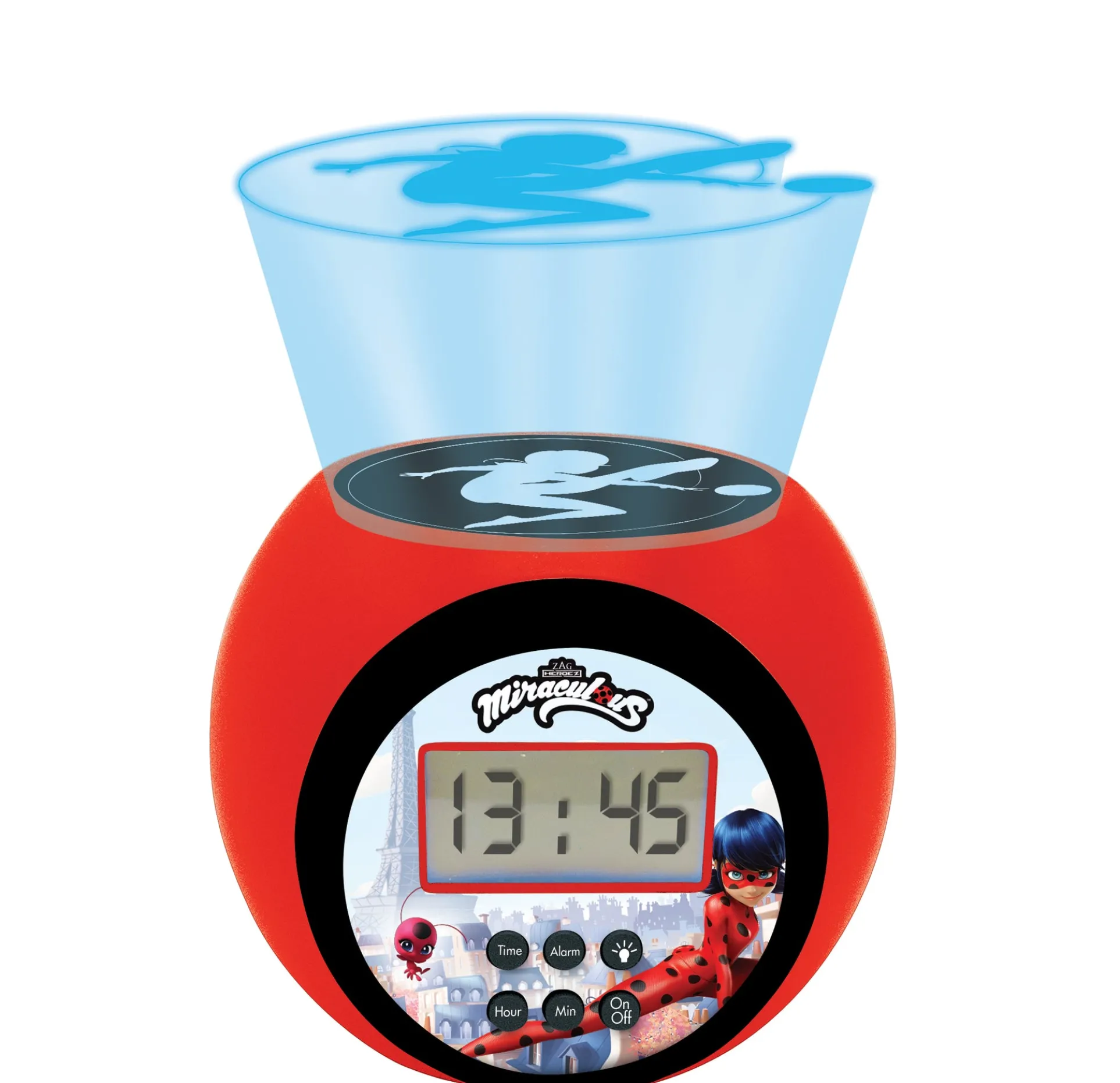 Miraculous Ladybug Projector Alarm Clock - Kids' Nightlight - Red