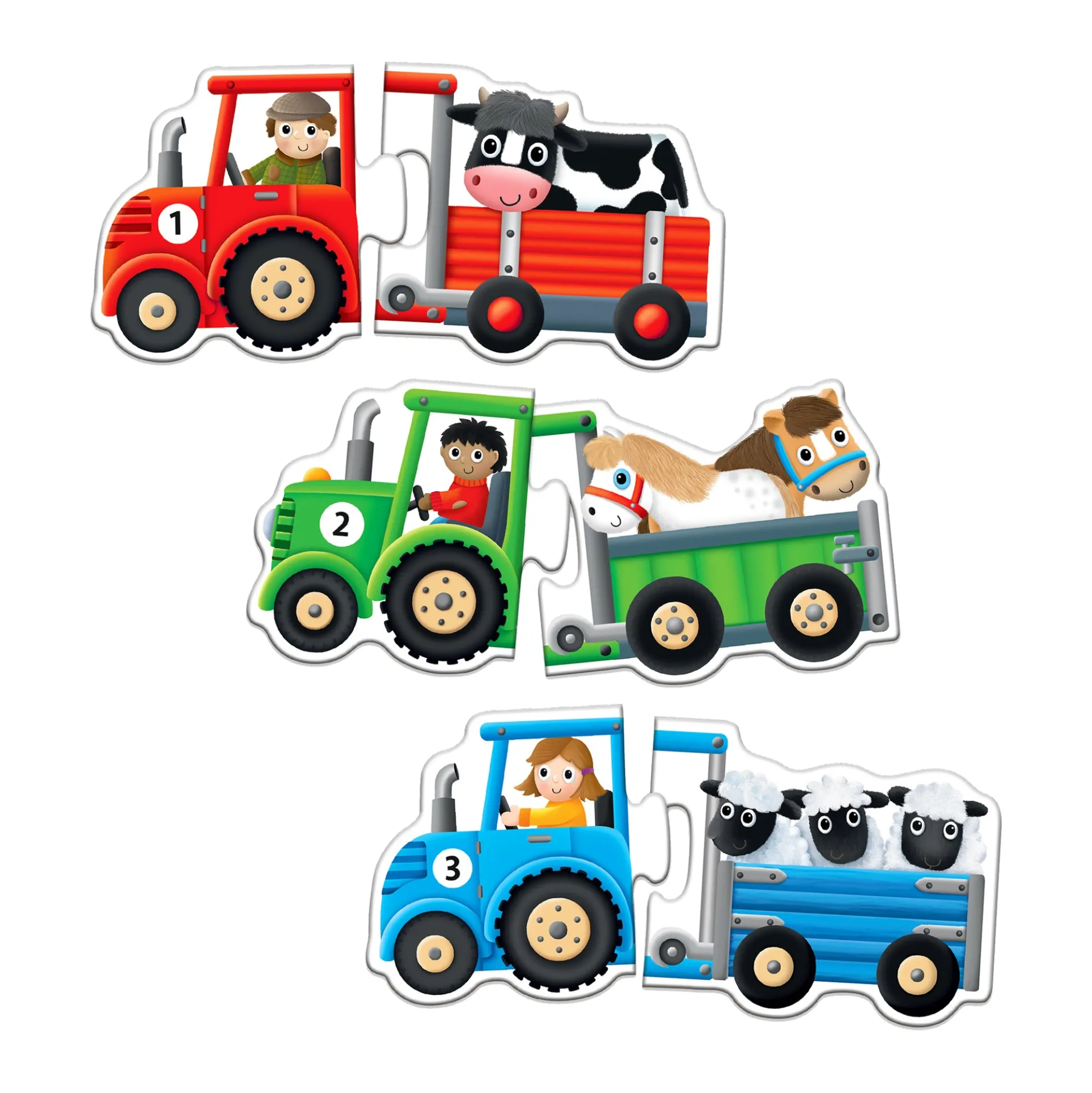 My First Match It! Tractors & Trailers - Colorful Counting Puzzle Set