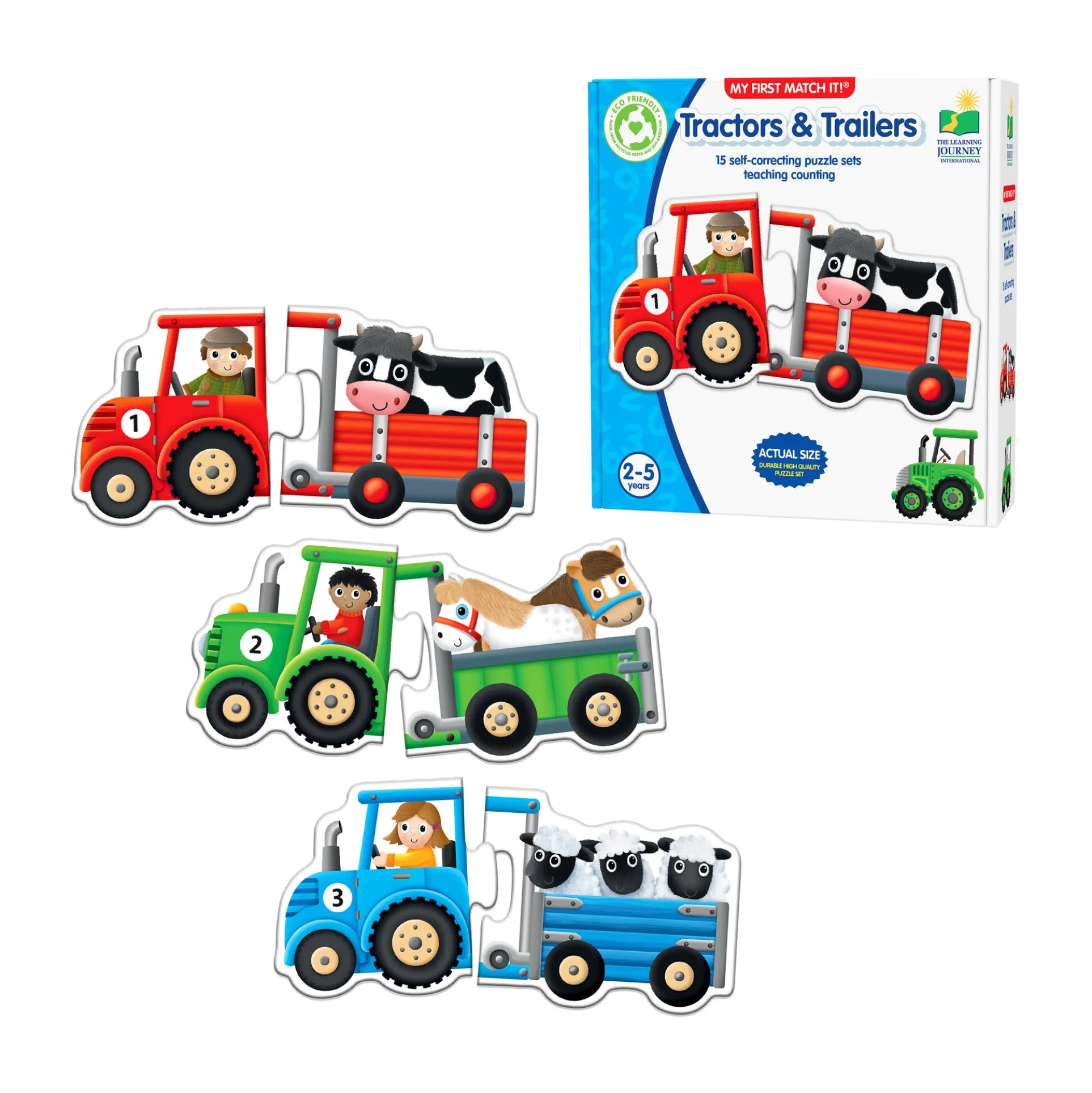 My First Match It! Tractors & Trailers - Colorful Counting Puzzle Set