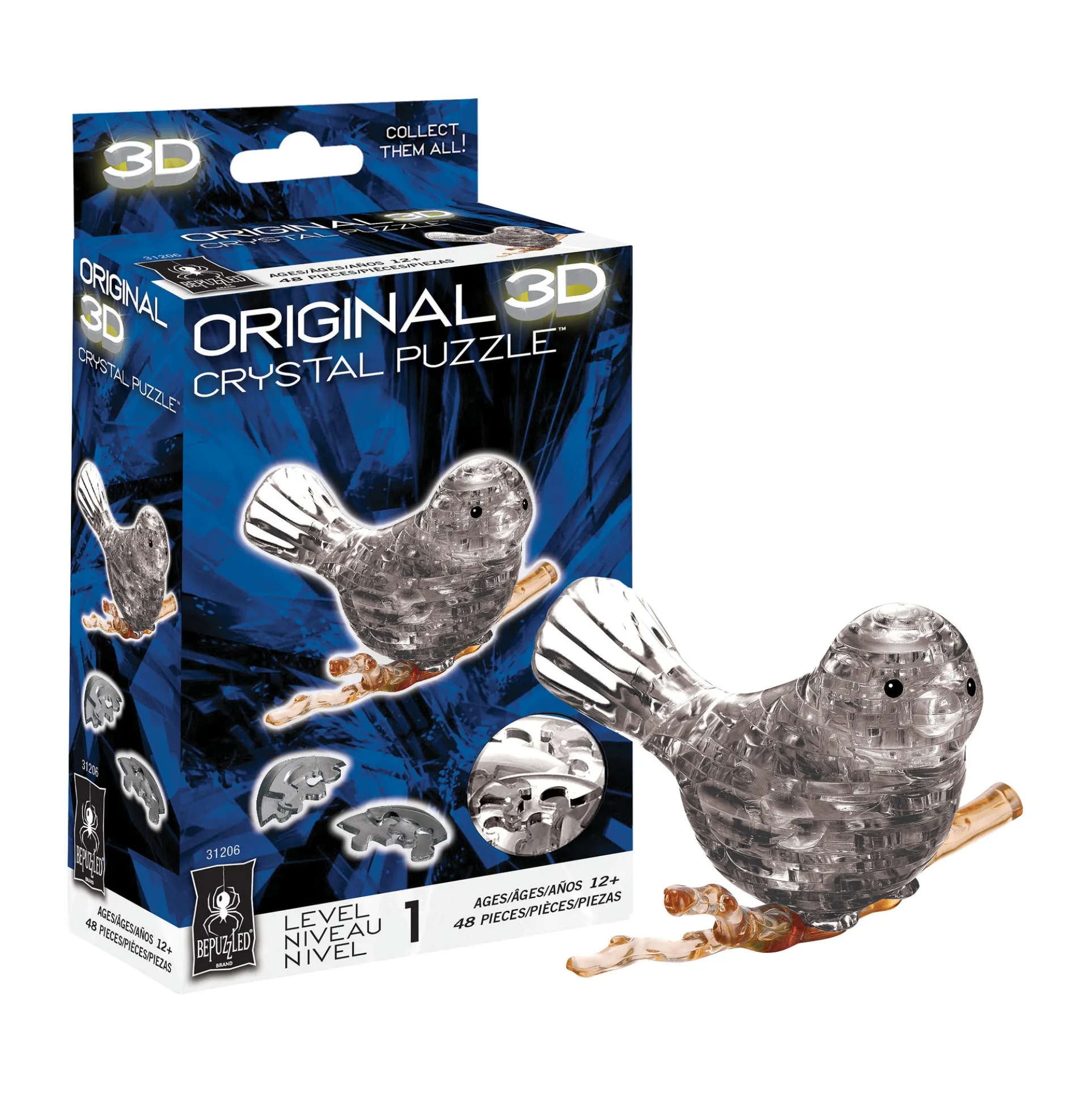 Mystical Black Bird 3D Crystal Puzzle - Enchanting 48 Pieces