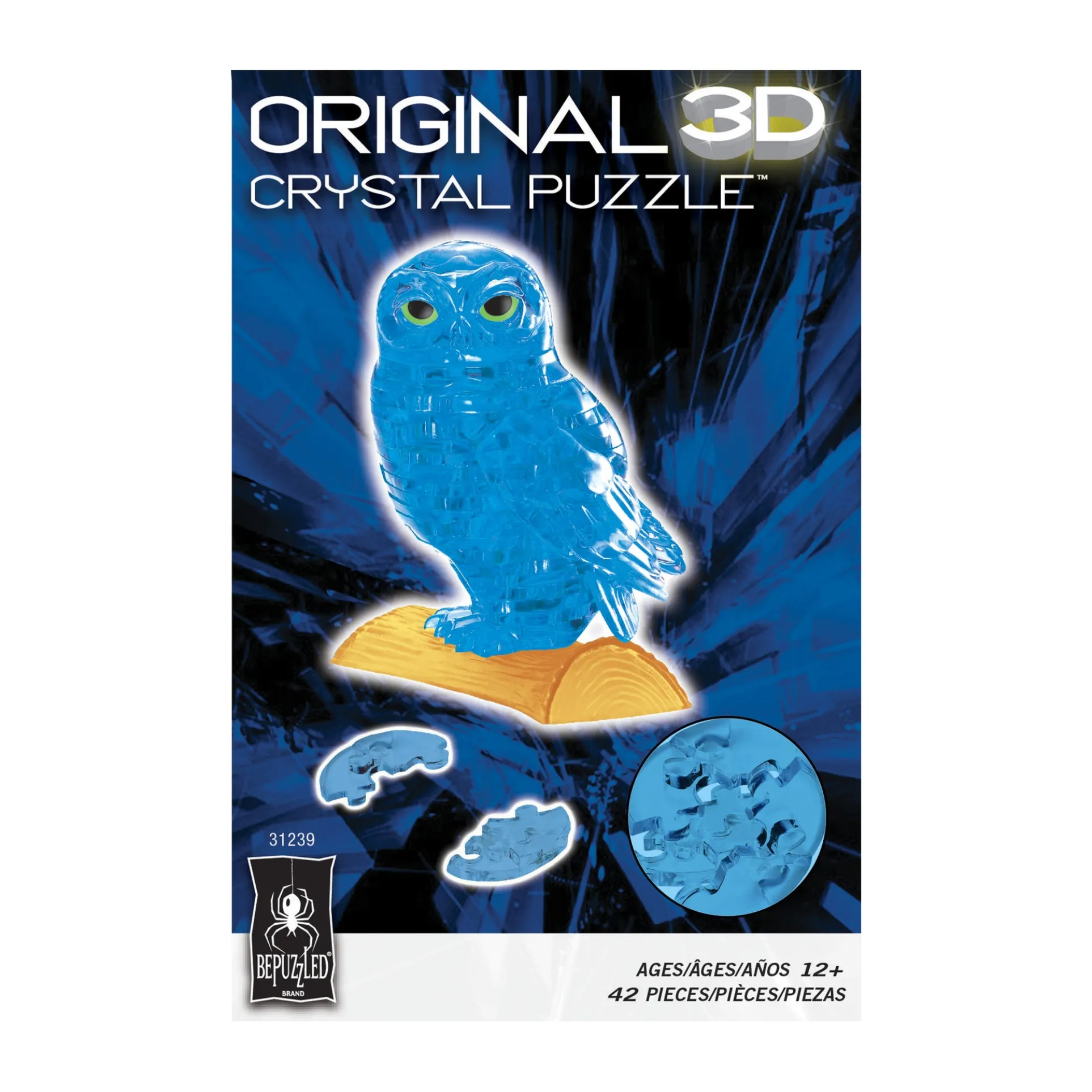 Mystical Blue Owl 3D Crystal Puzzle - 42 Piece Set