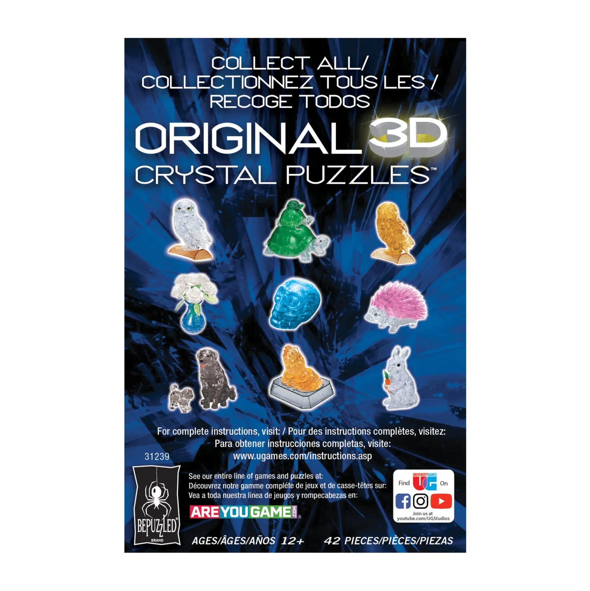 Mystical Blue Owl 3D Crystal Puzzle - 42 Piece Set