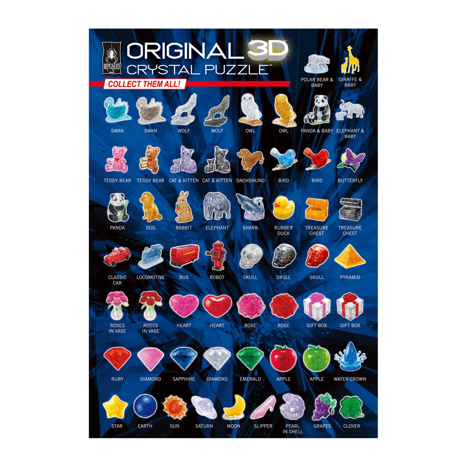 Mystical Blue Owl 3D Crystal Puzzle - 42 Piece Set