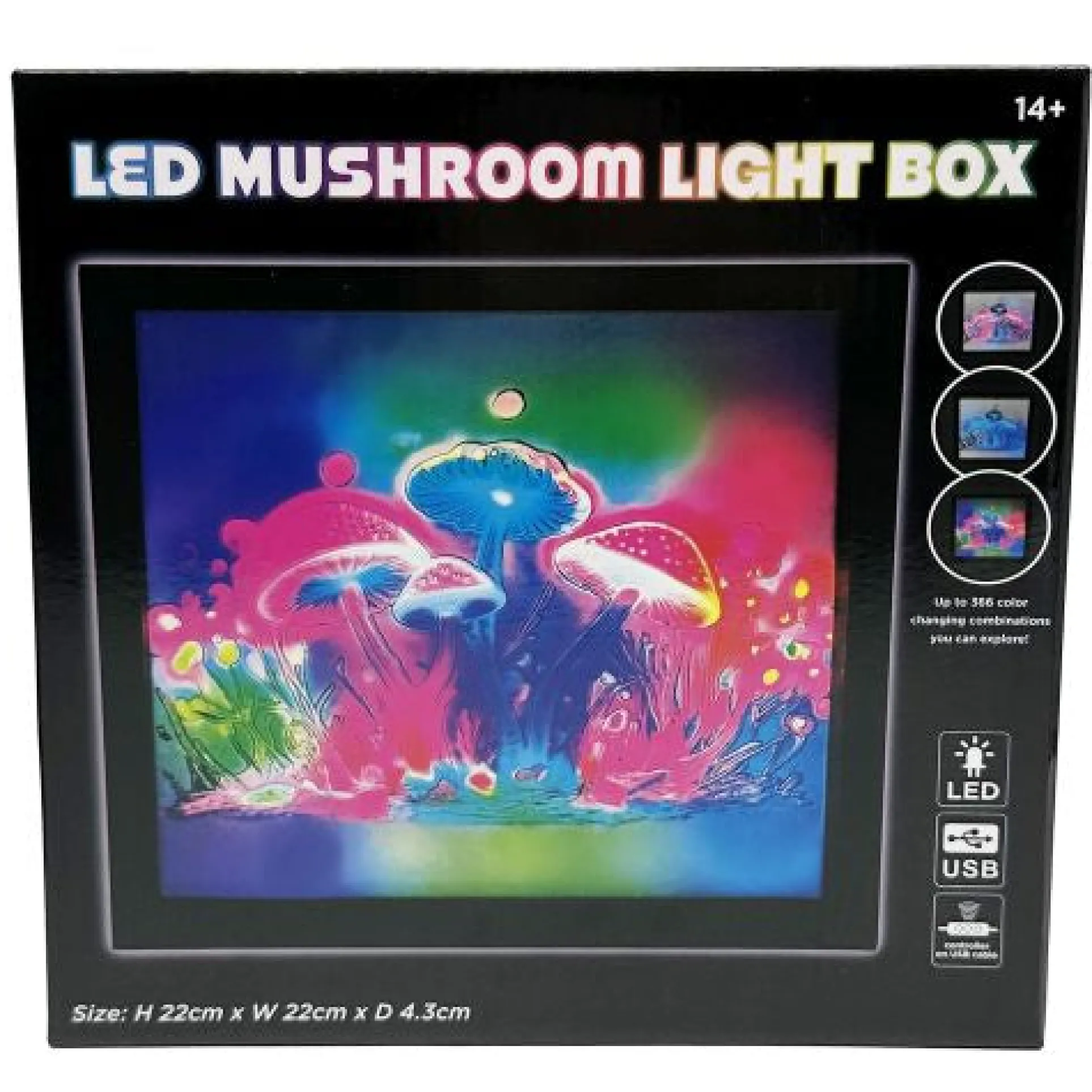 Mystical Mushroom Flowing Light Box - USB-Powered Neon Glow