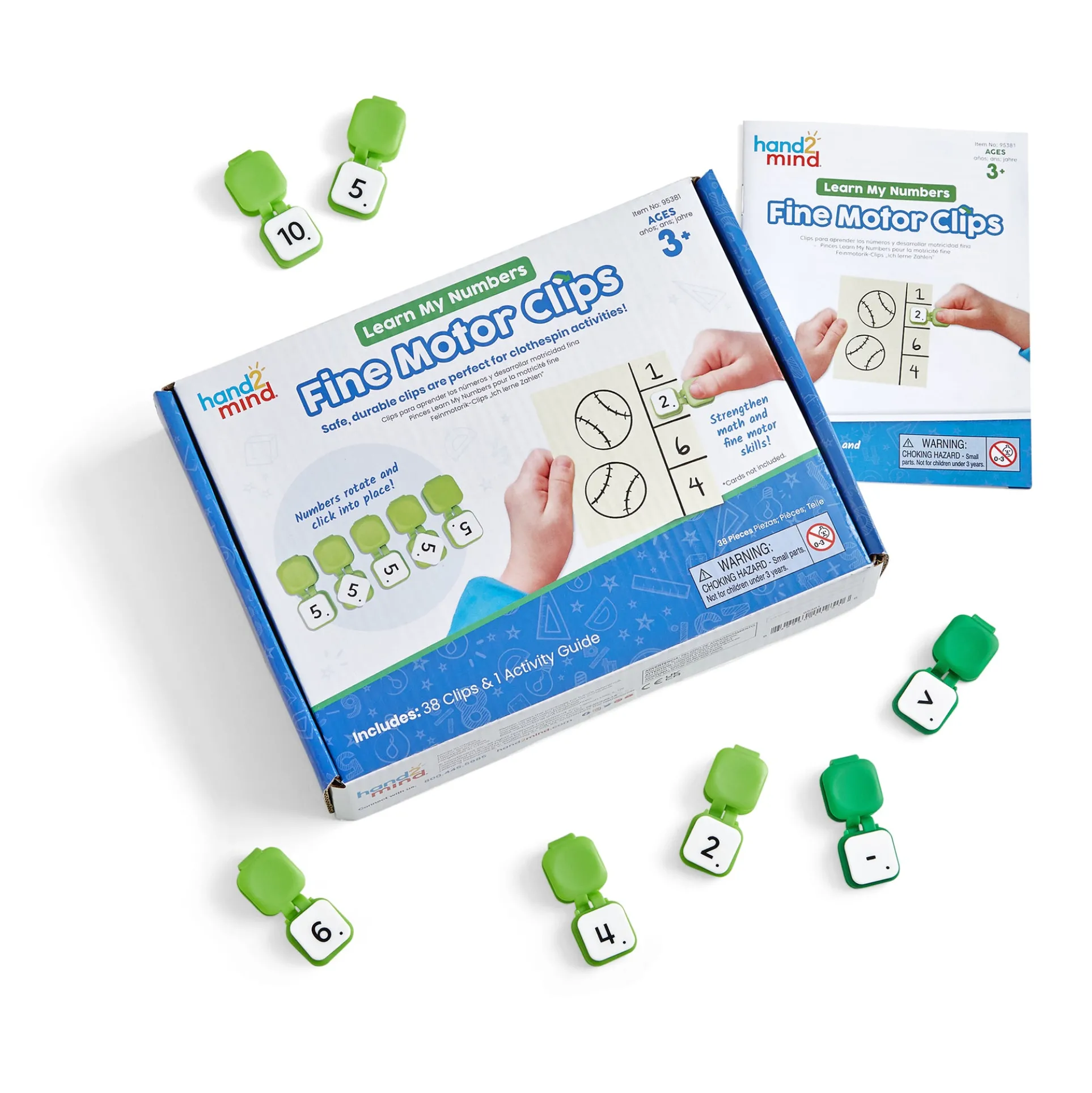Hand2Mind Learn My Numbers Fine Motor Clips - Math Development Set