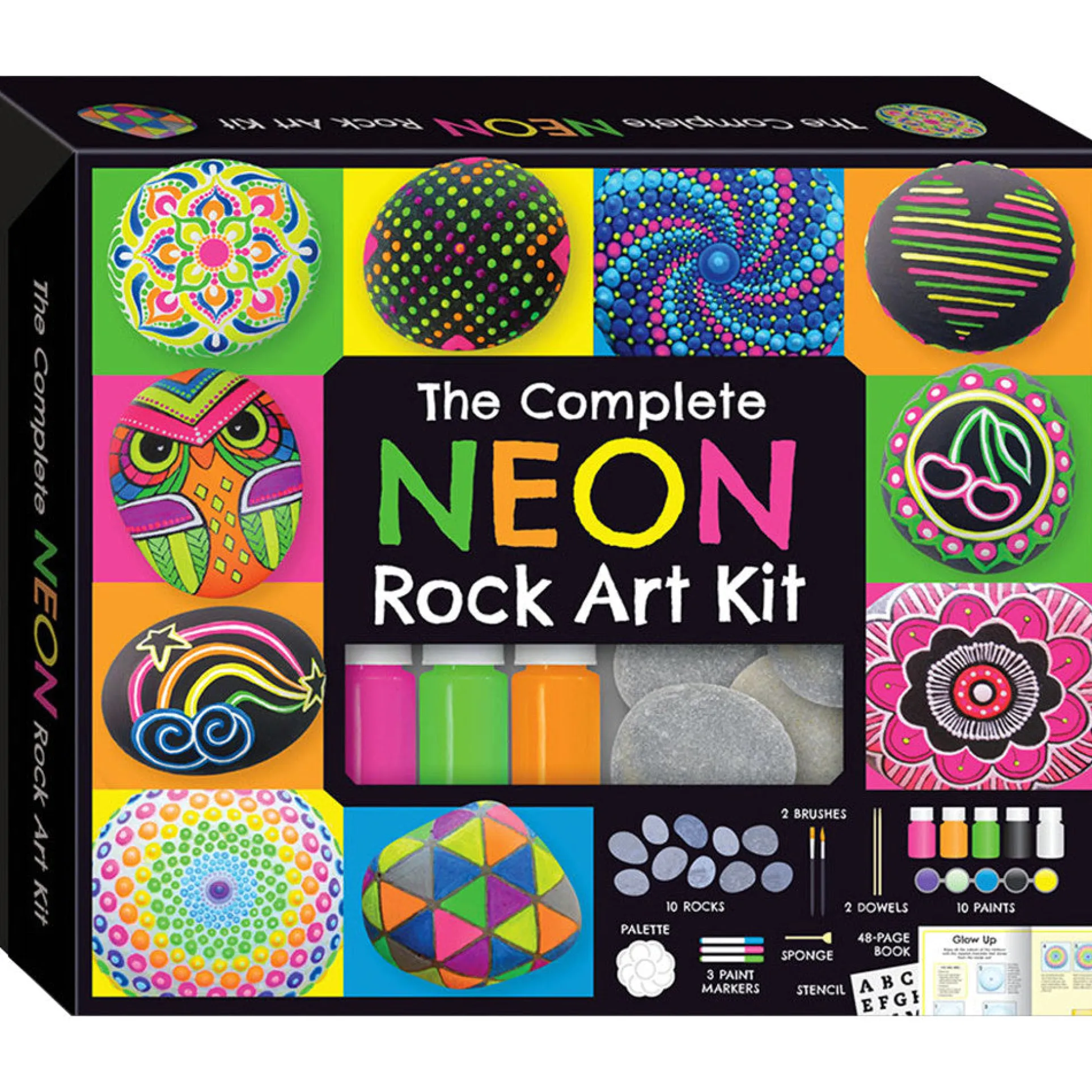 Neon Rock Art Kit - DIY Rock Painting Set for Kids 8-12