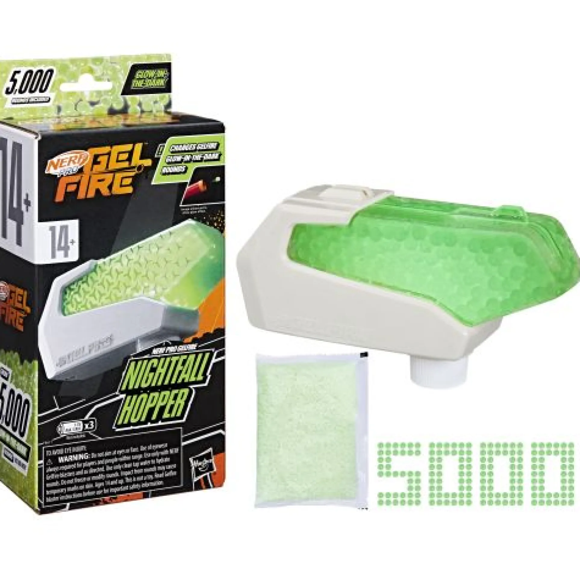 Nerf Gelfire Nightfall Hopper with Glow-in-the-Dark Tracer Rounds