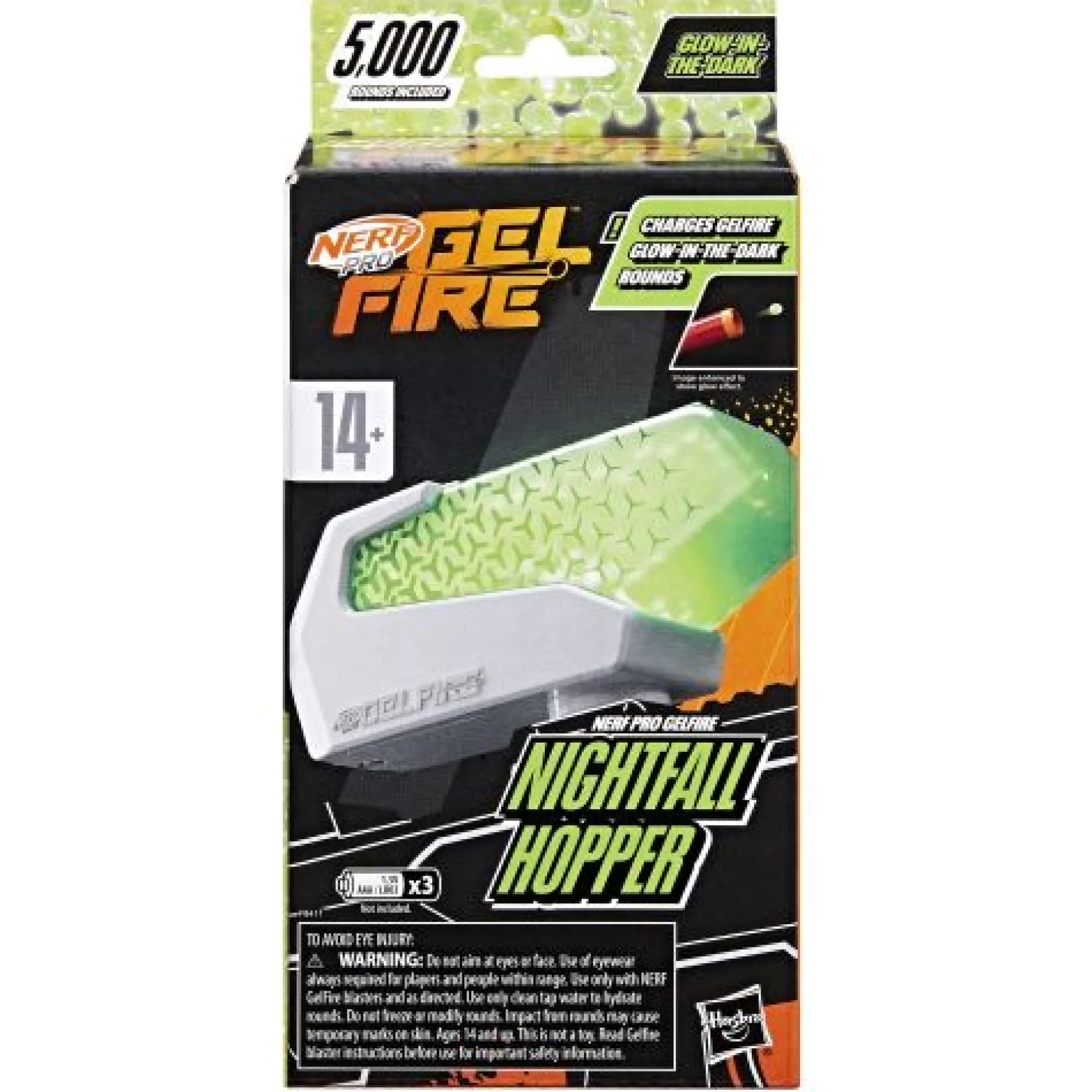 Nerf Gelfire Nightfall Hopper with Glow-in-the-Dark Tracer Rounds