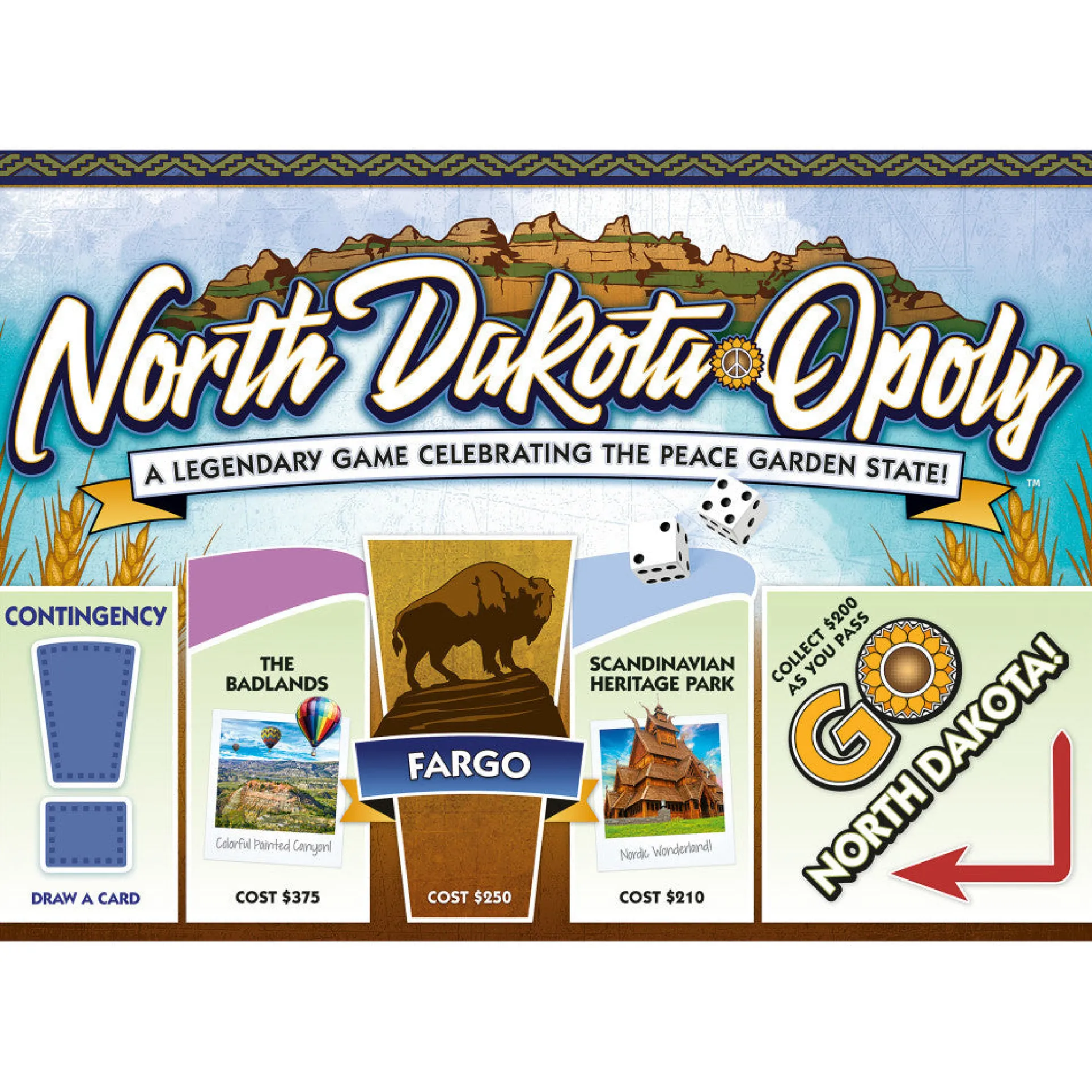 North Dakota-Opoly State Adventure Board Game for Ages 8+