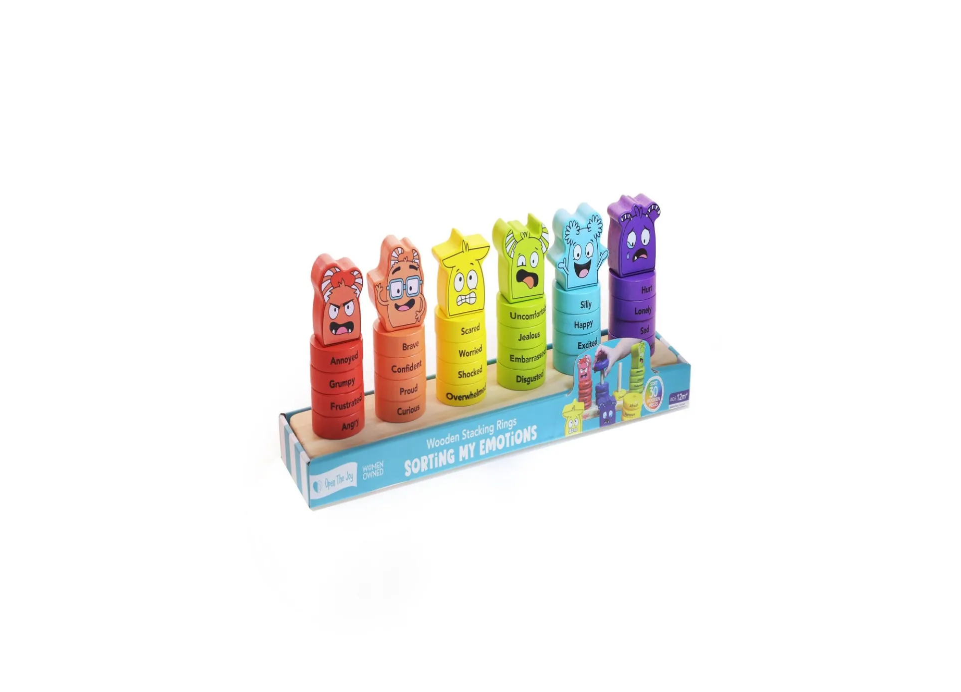 Open The Joy - Emotion Explorer Wooden Stacking Rings - Colorful