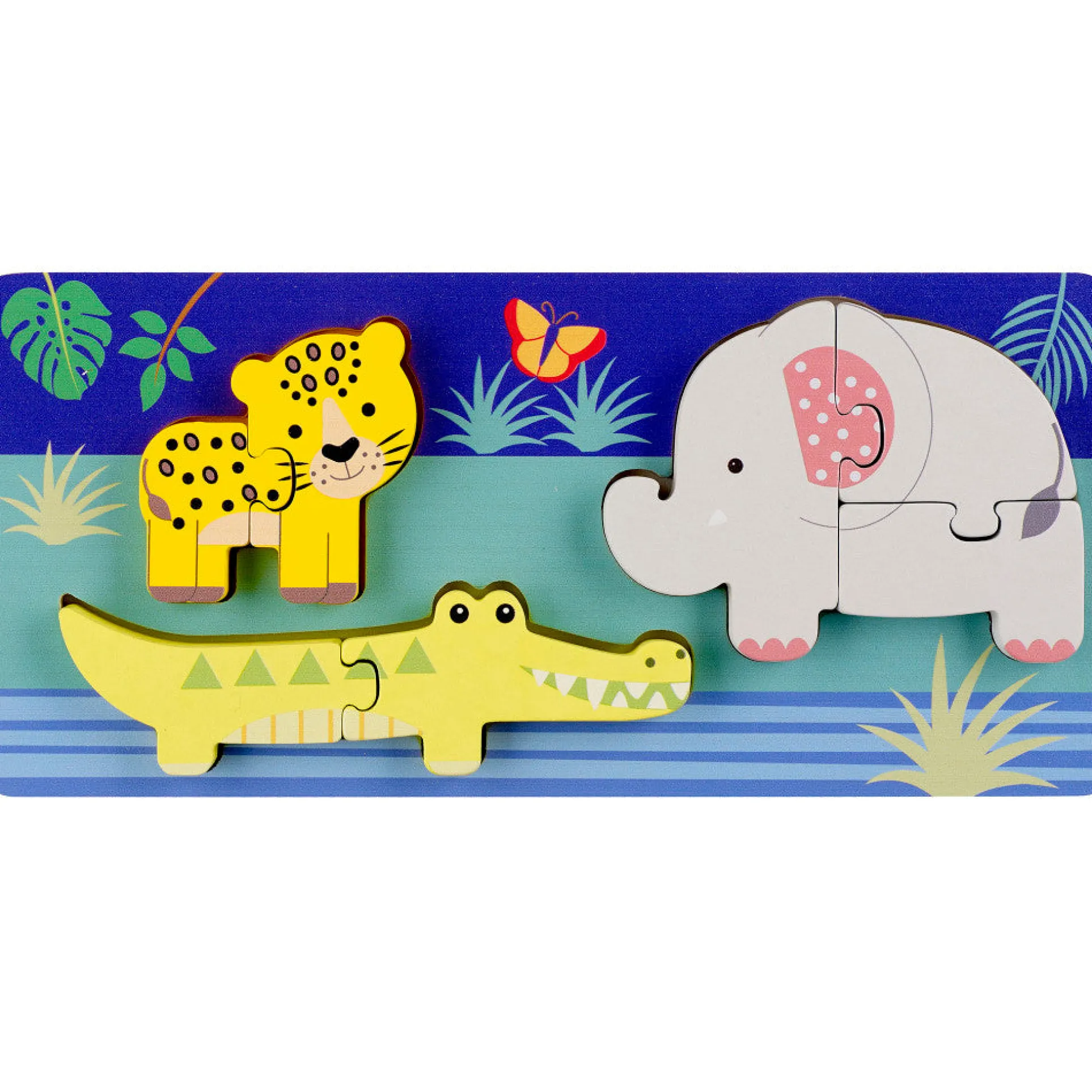 Orange Tree Toys Jungle Animals 3-Pack Wooden Mini Puzzles - Age 1+