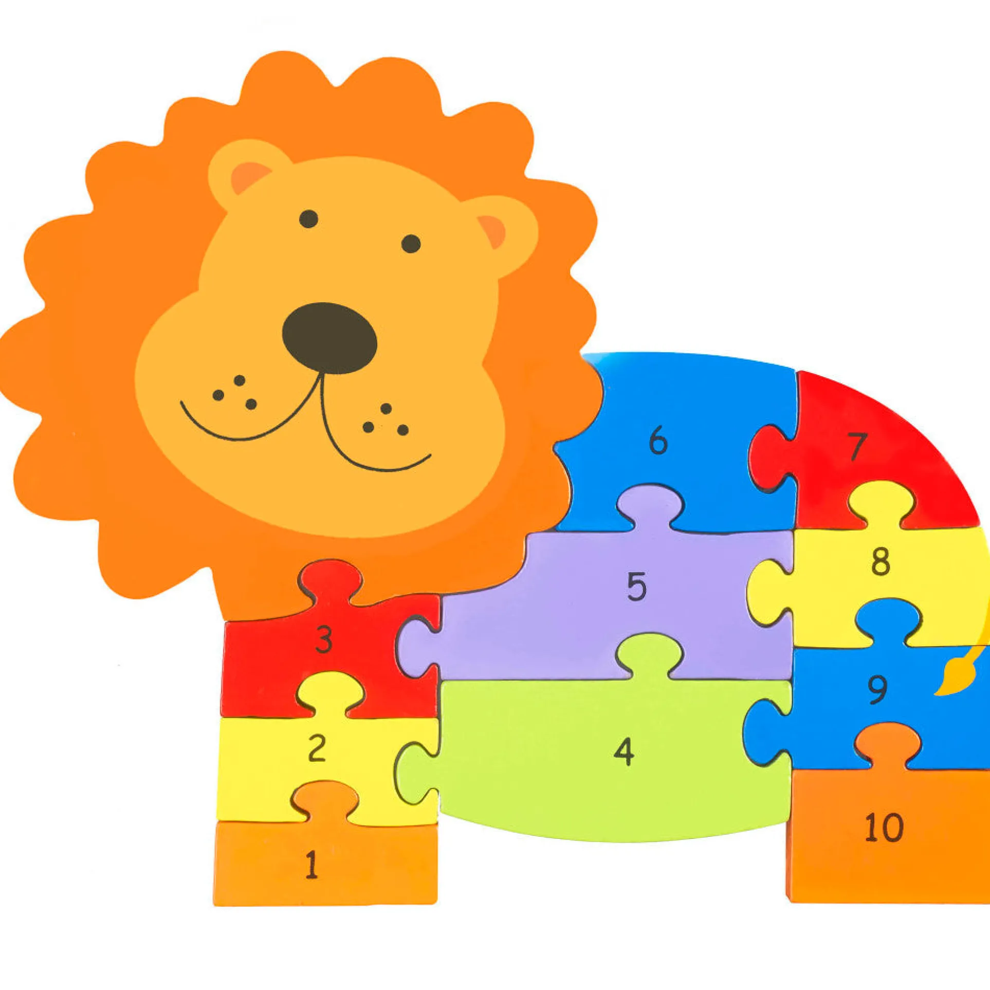 Orange Tree Toys Lion Number Puzzle - 11-Piece Educational Wooden Set, Ages 1+