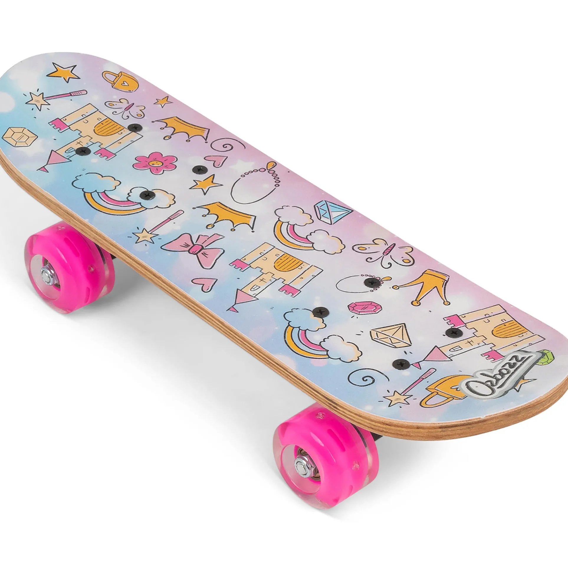 Ozbozz 17" Princess Skateboard - Dynamic Flashing Wheels & Wooden Deck