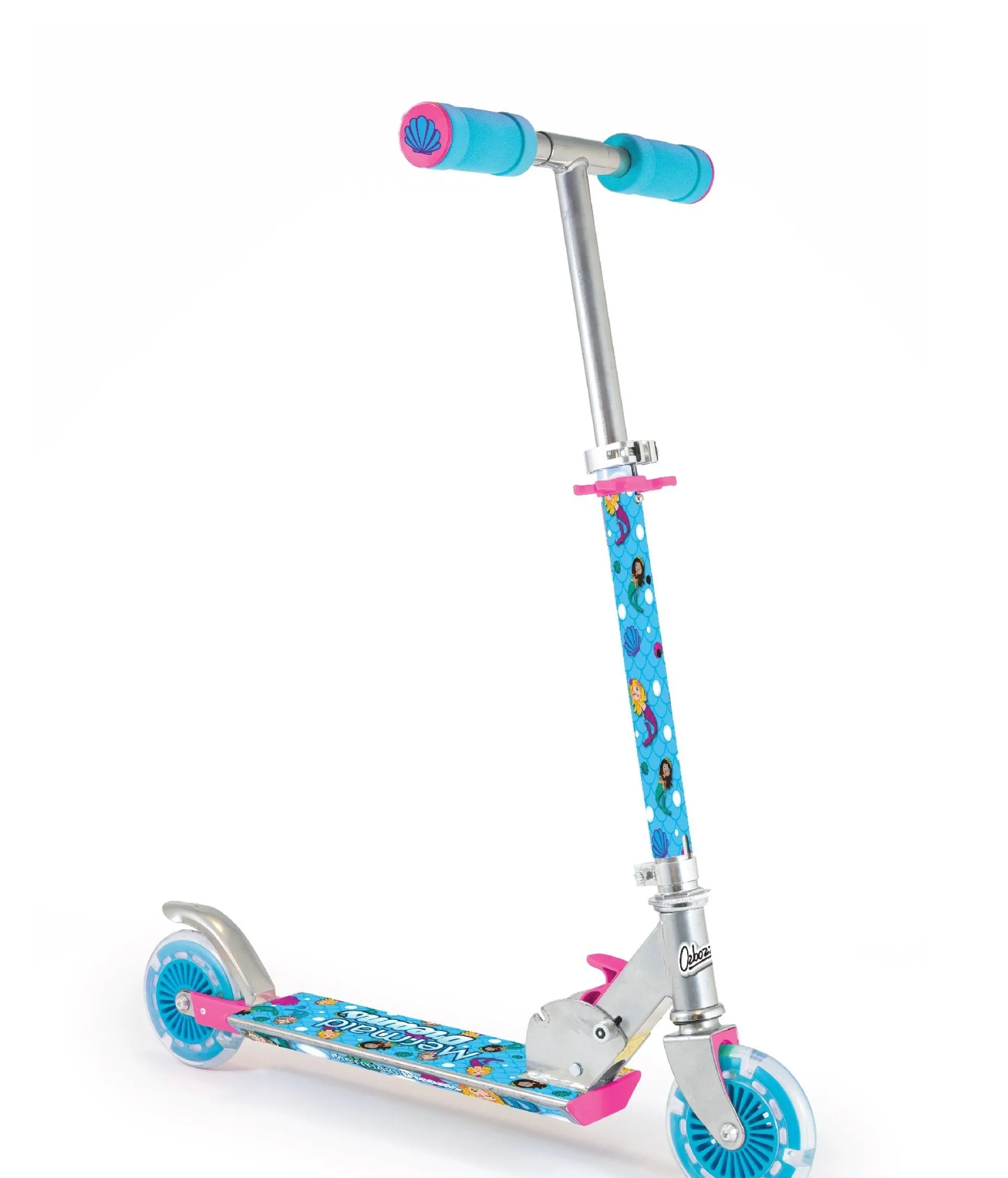 Ozbozz Mermaid Foldable Scooter with Light-Up Wheels - Perfect for Kids Age 5+