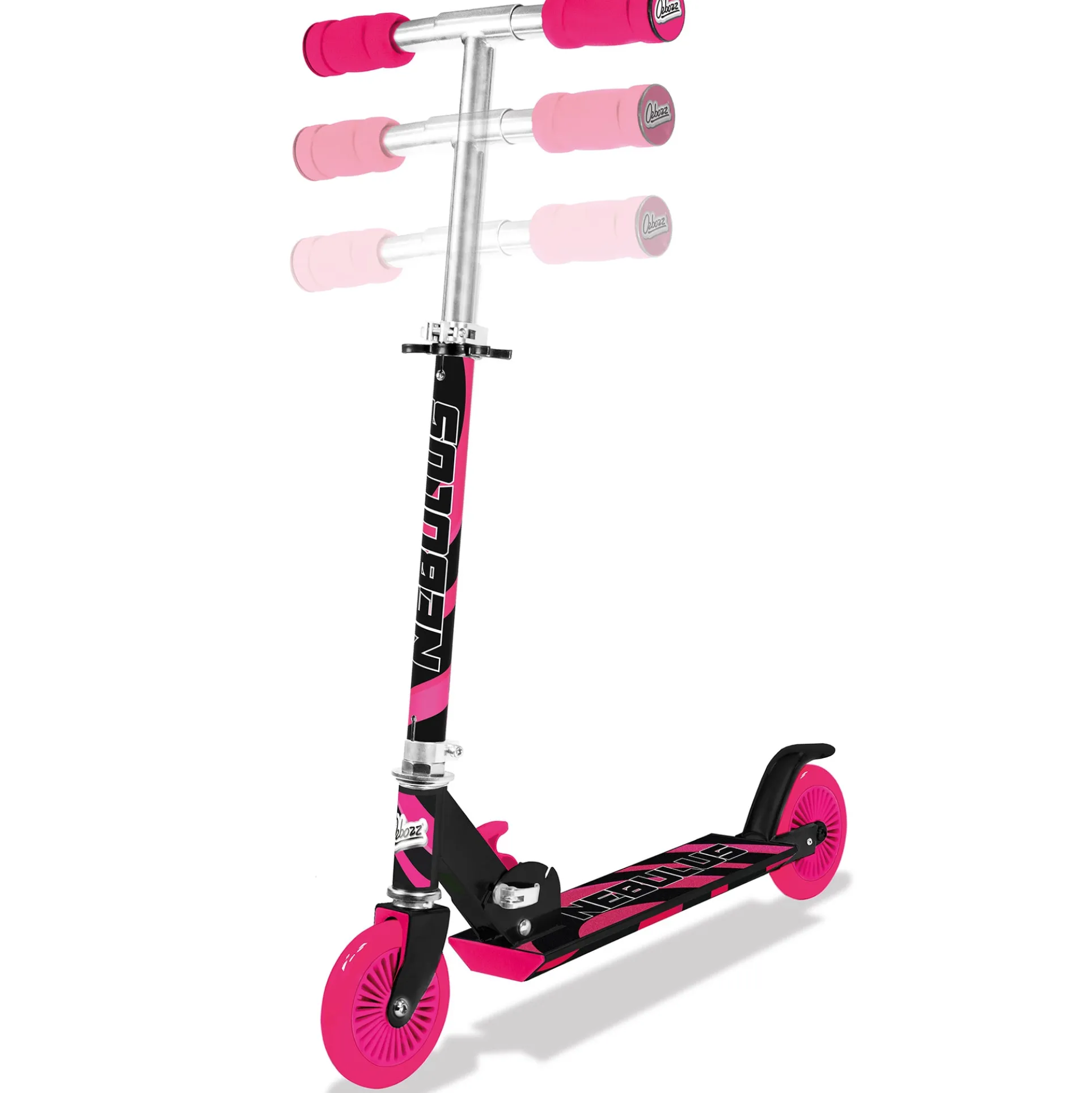 Ozbozz Nebulus Vibrant Kids' Scooter - Pink & Black, Adjustable, Safety-Enhanced