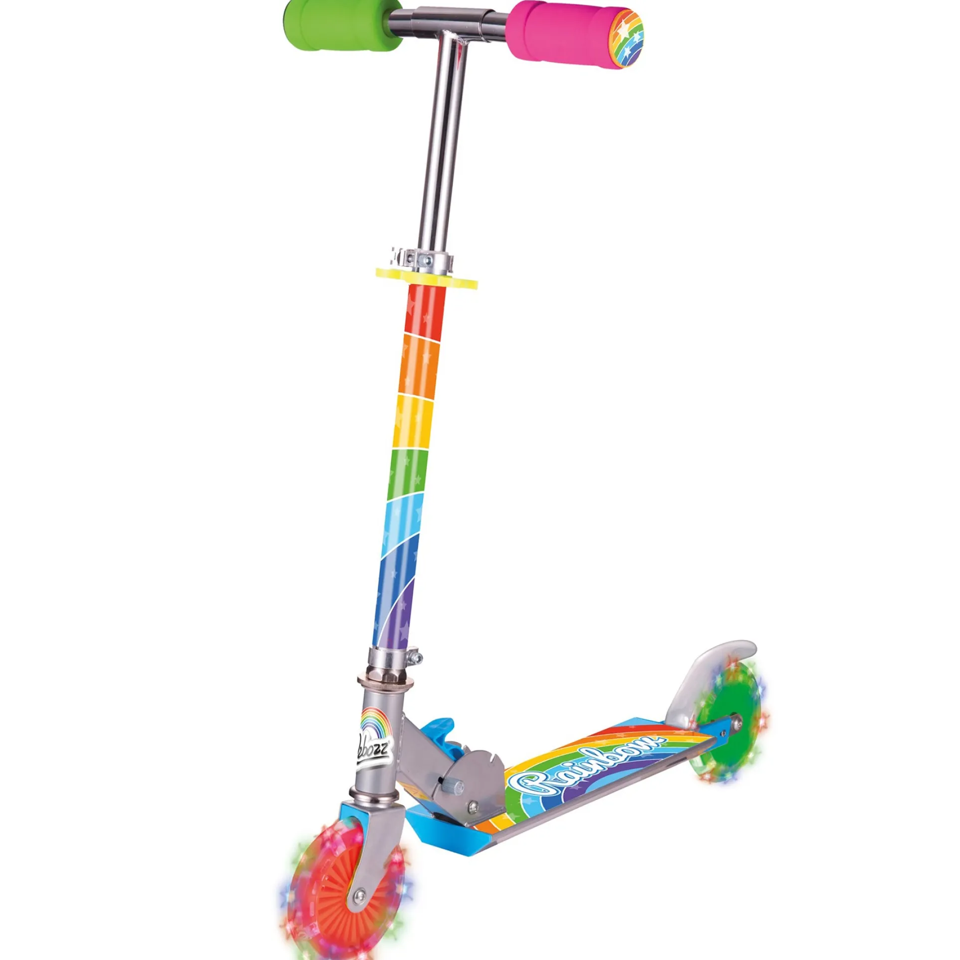 Ozbozz Rainbow Foldable Scooter with Light-Up Wheels for Ages 5+
