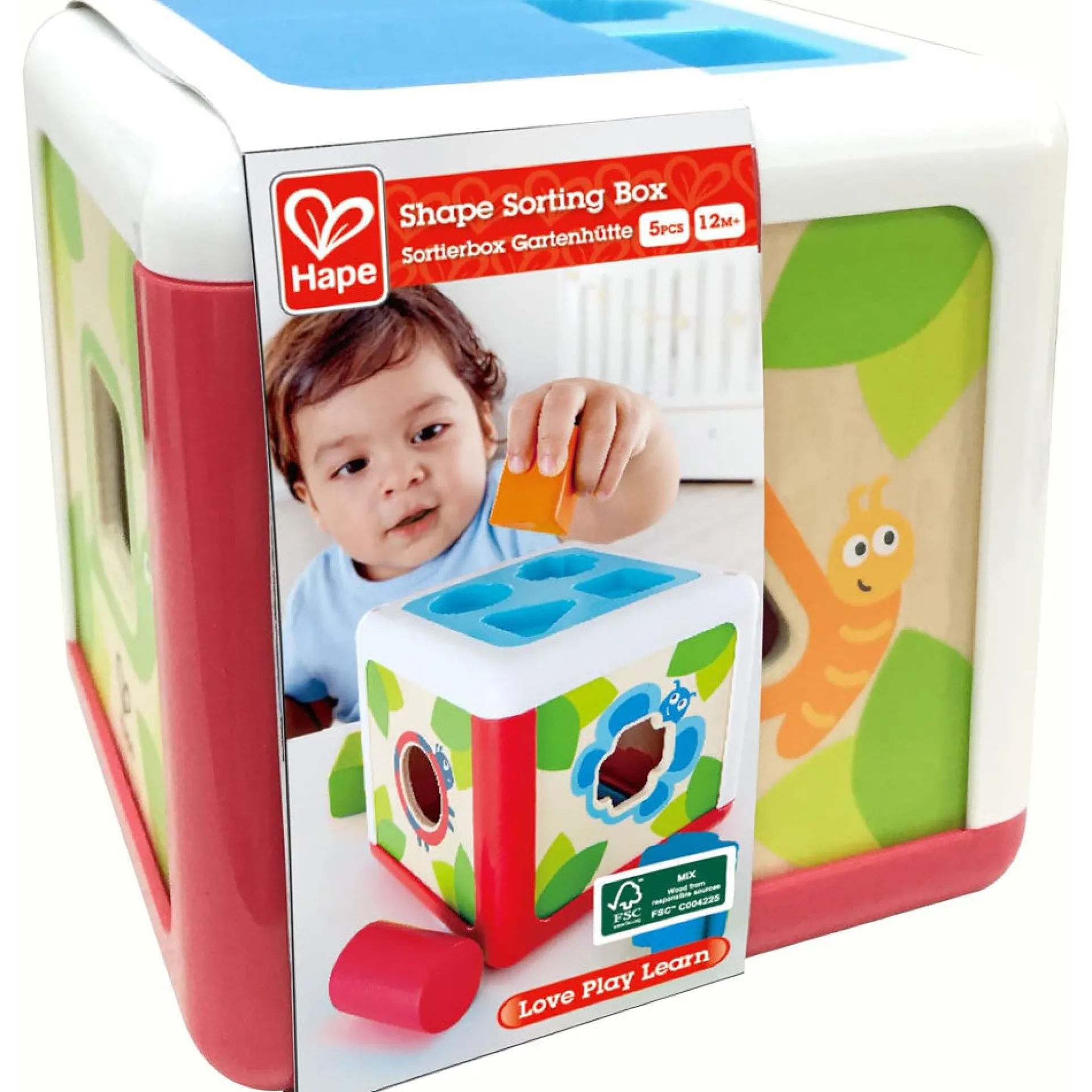 Hape Garden Critters Wooden Shape Sorting Box – 4 Shape Blocks