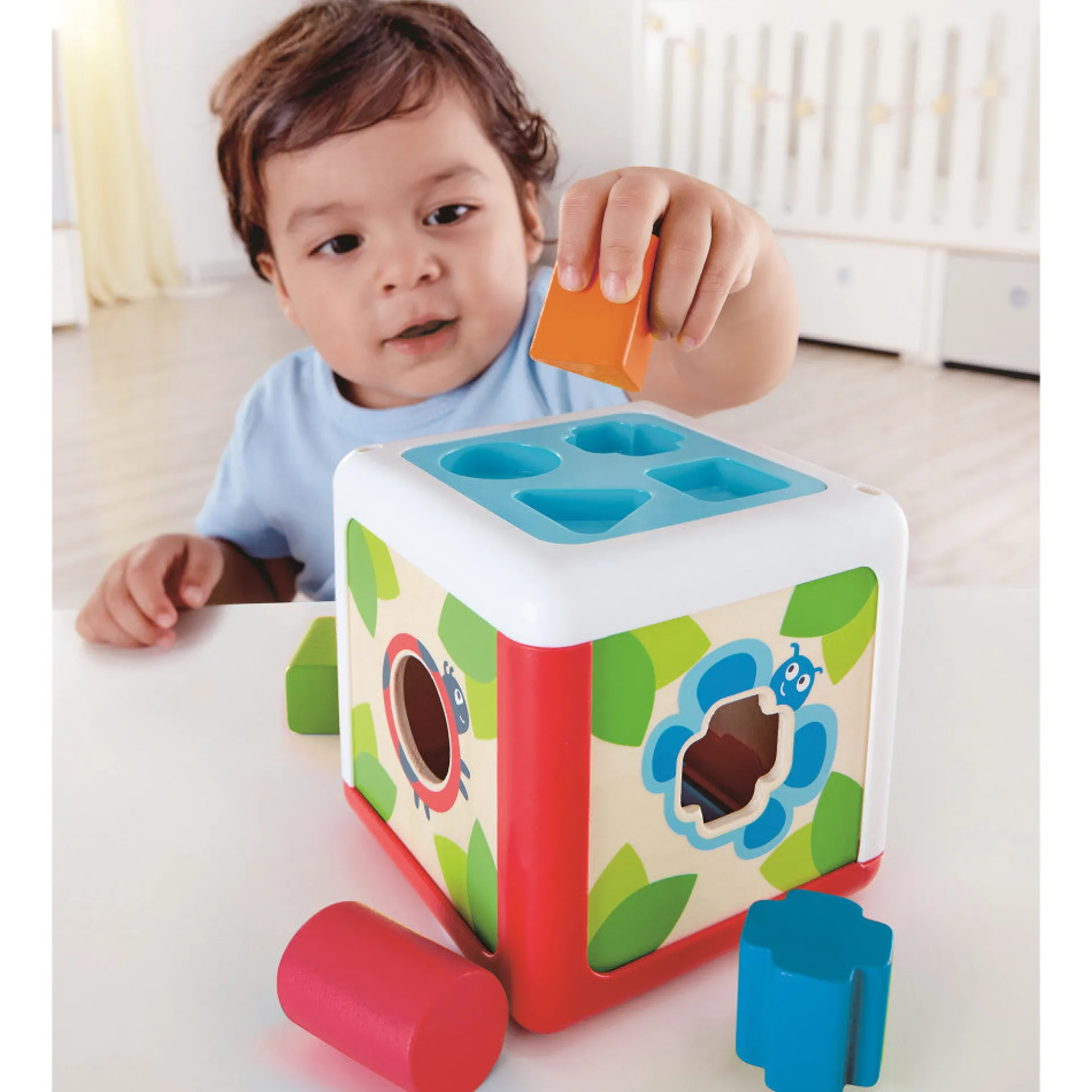 Hape Garden Critters Wooden Shape Sorting Box – 4 Shape Blocks