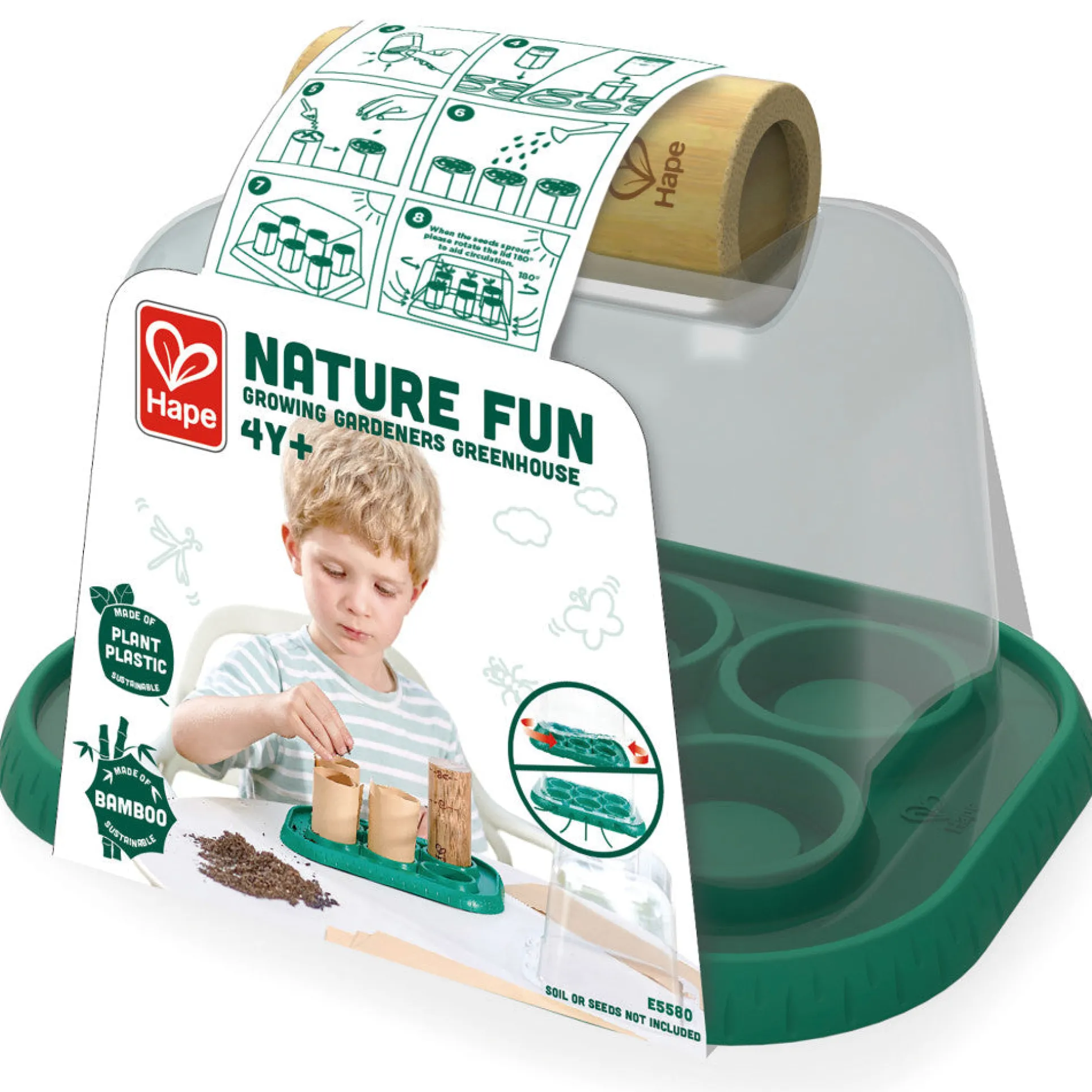 Hape Nature Fun Growing Gardeners Greenhouse Kit, Kids Ages 4+