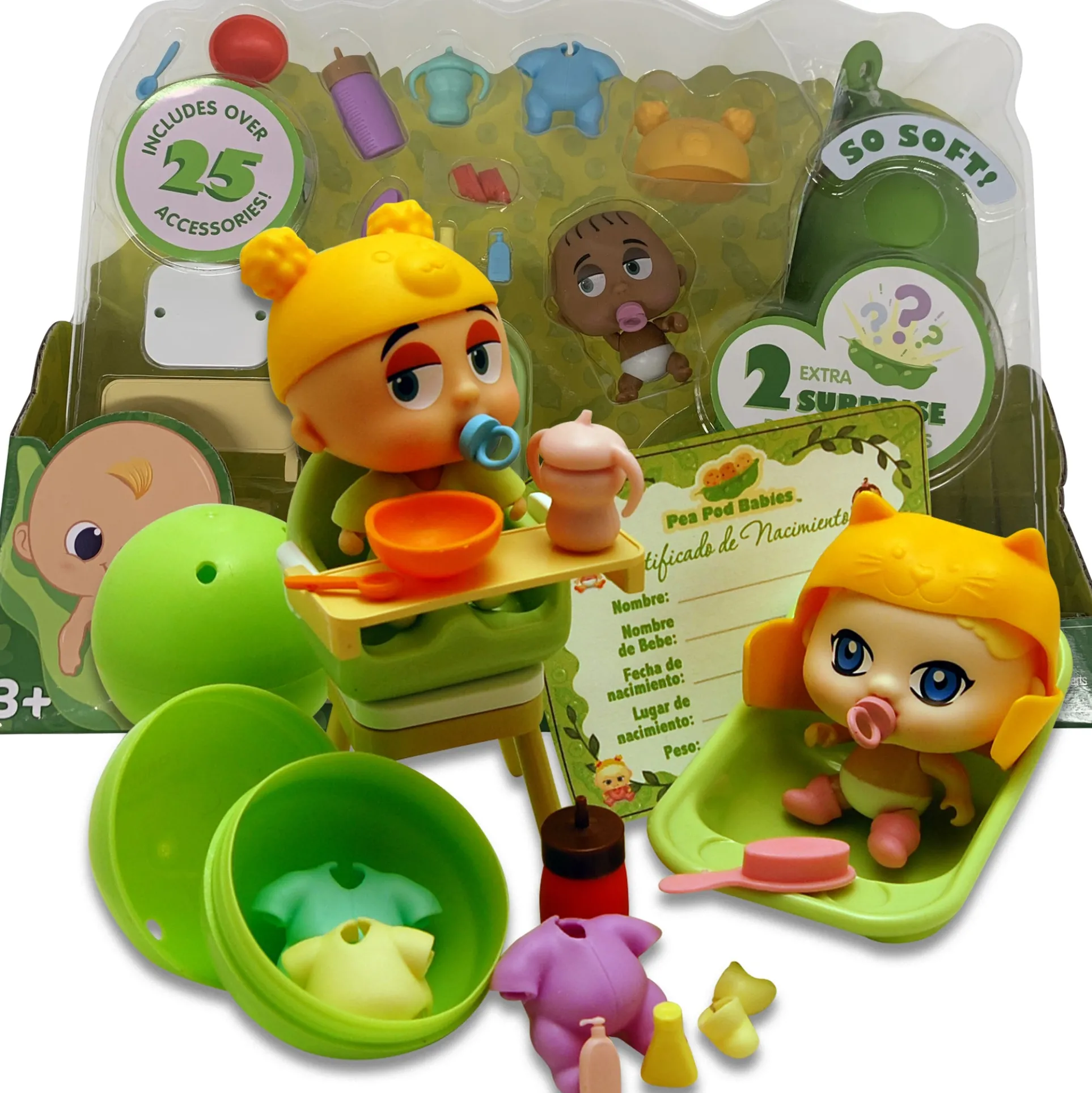 Pea Pod Babies 27-Piece Dinner & Bath Playset with Mini Dolls and Accessories