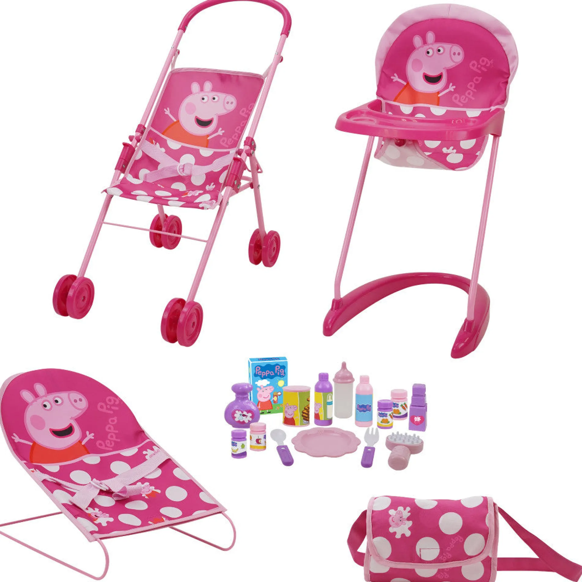 Peppa Pig 19-Piece Doll Sleep N' Play Set - Pink & White Dots