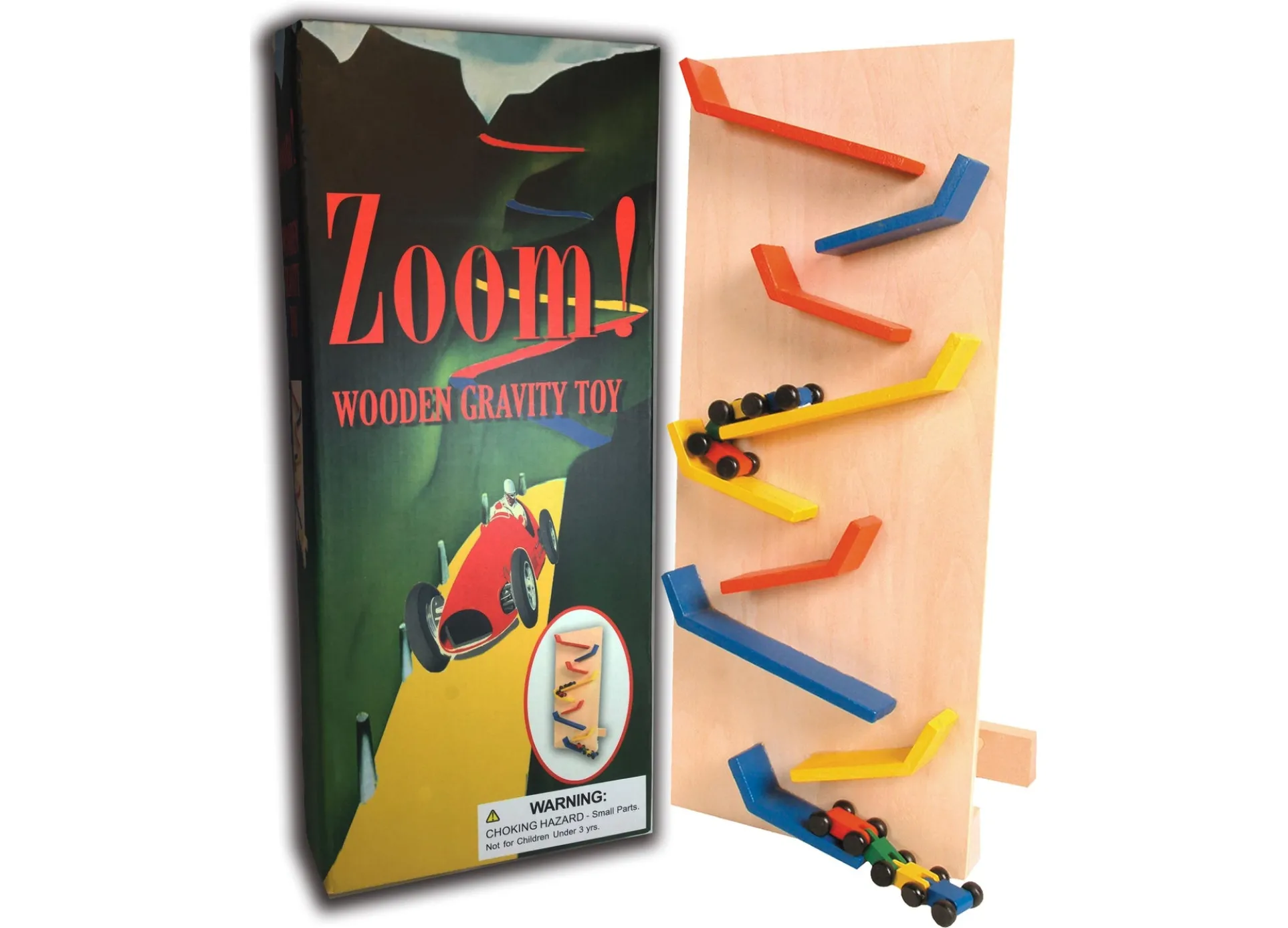 Perisphere & Trylon Zoom! Wooden Gravity Racing Track with Colorful Cars