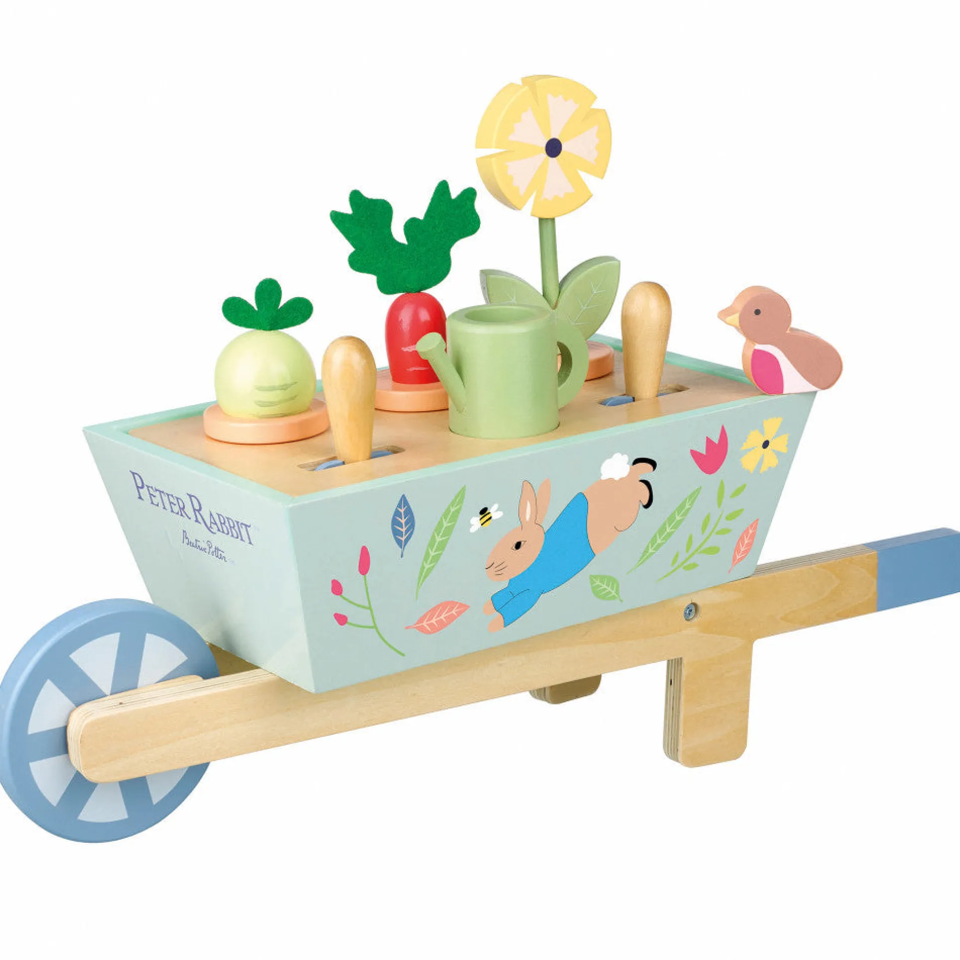 Peter Rabbit Wooden Garden Wheelbarrow Playset - Ages 3+