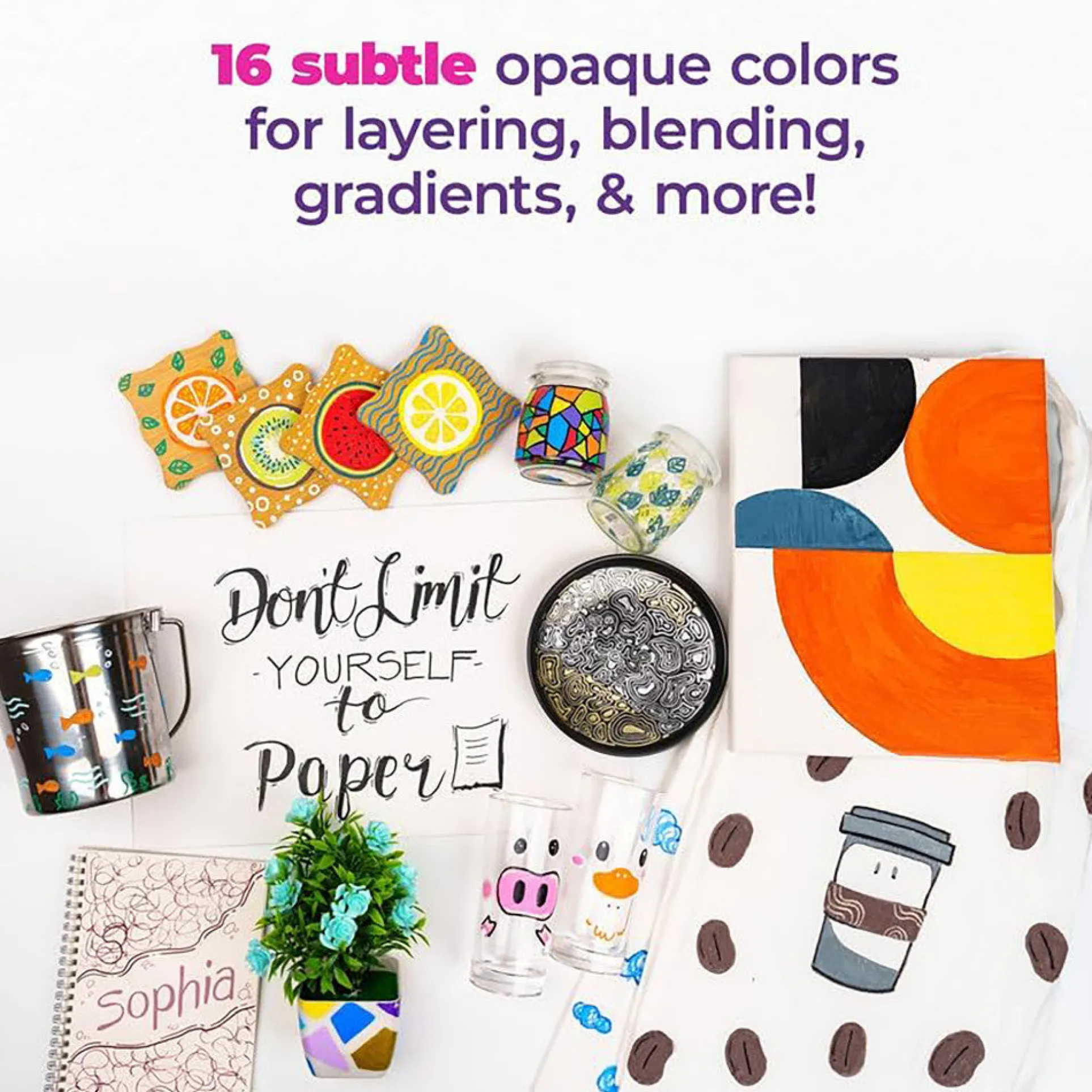 Pintar Pastel Collection Acrylic Paint Markers - Extra Fine Tip 0.7mm, 16 Pack