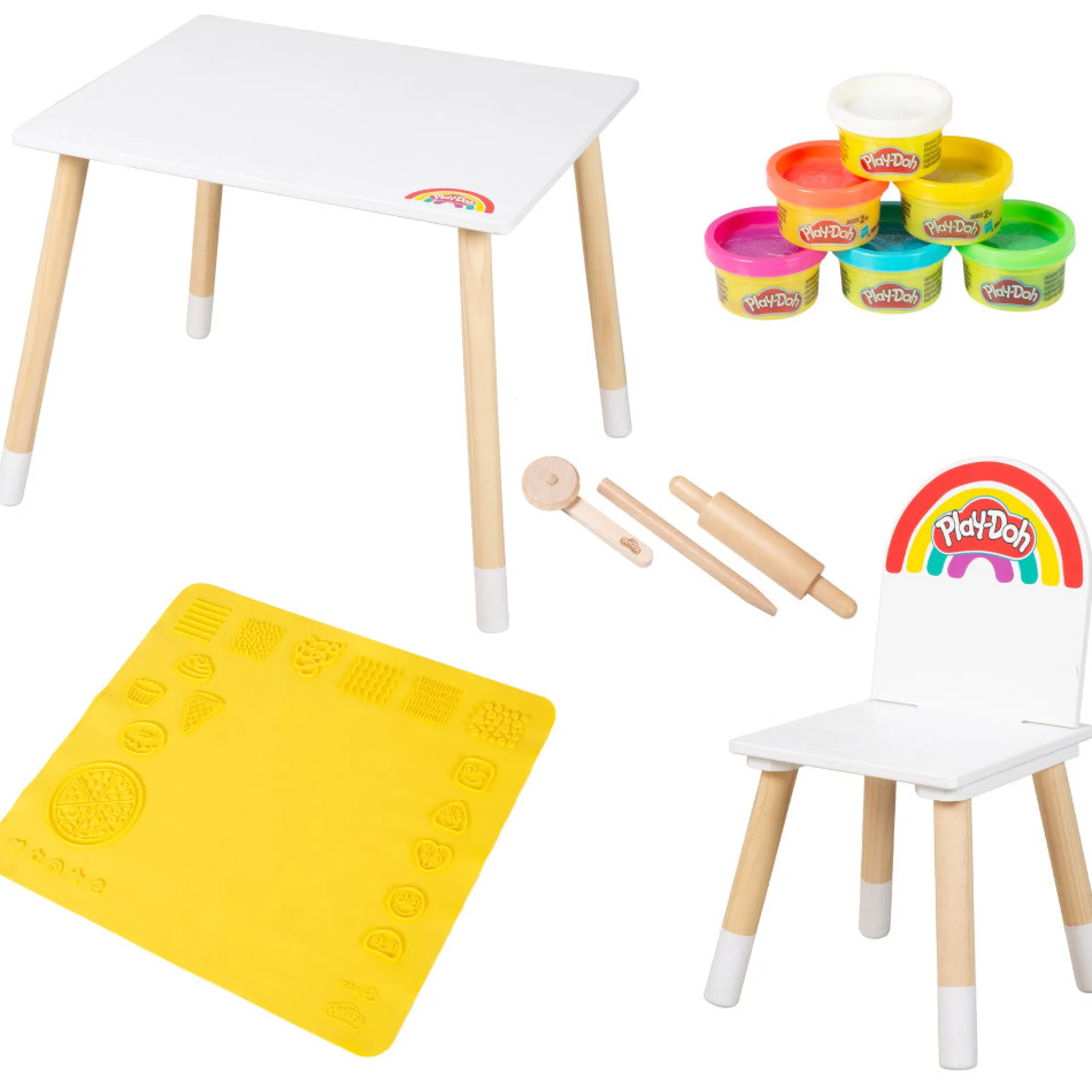 Play-Doh Creative Seating Group - Wooden Crafting Table & Chair Set
