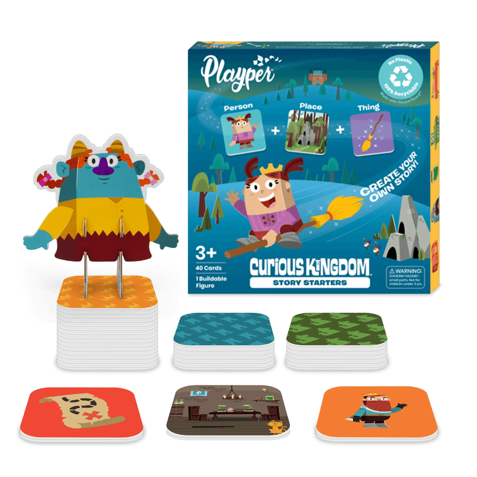 Playper Curious Kingdom Story Starters Kit - Educational Storytelling Cards with Buildable Character