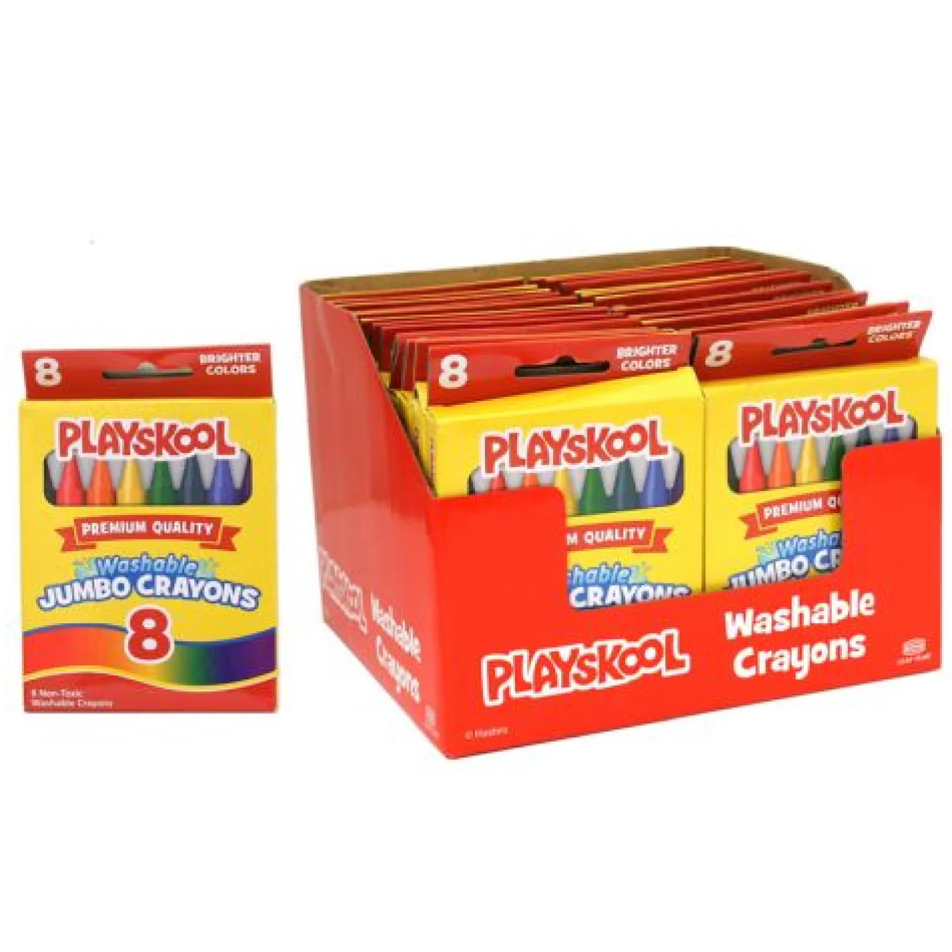 Playskool Jumbo Premium Washable Crayons, 8 Count - Vibrant Colors