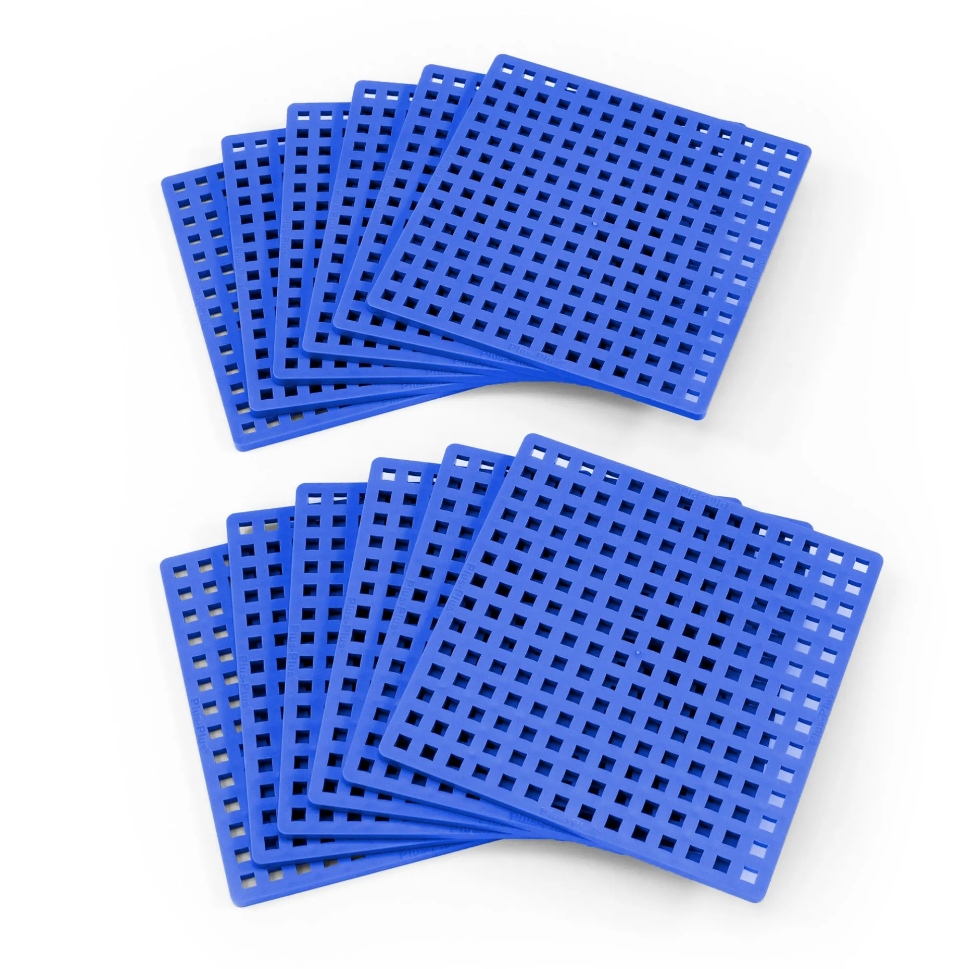 Plus-Plus Classroom Blue Baseplates Set, 12-Pack