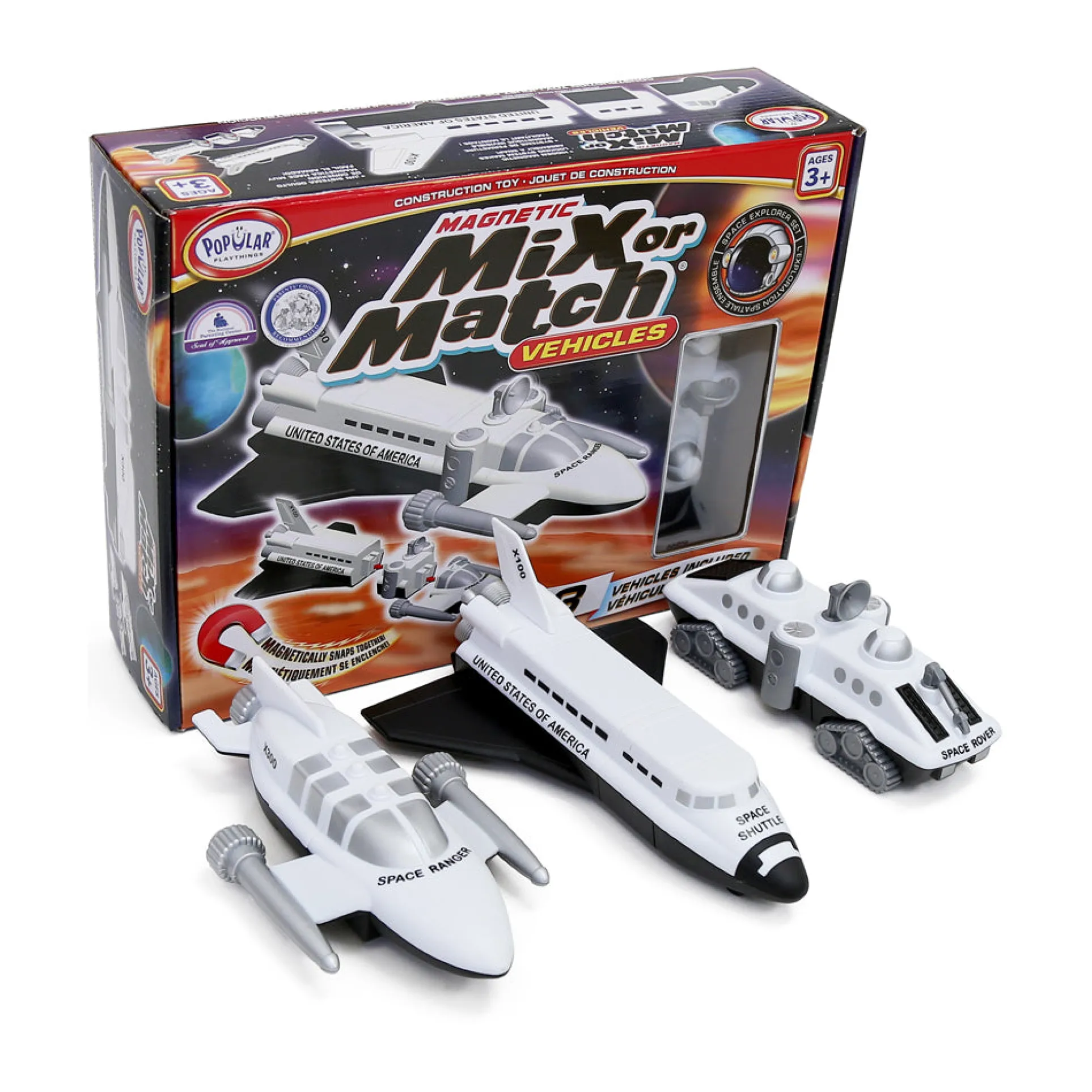 Popular Playthings Magnetic Mix or Match Space Explorer Vehicle Set