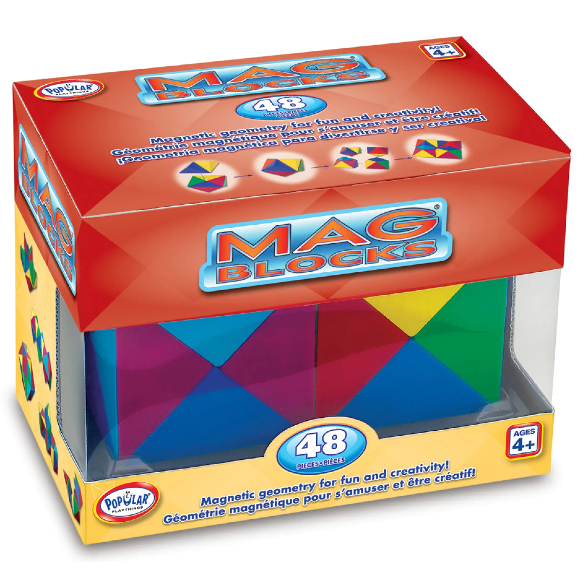 Popular Playthings Mag Blocks 48-Piece Magnetic Pyramid Set