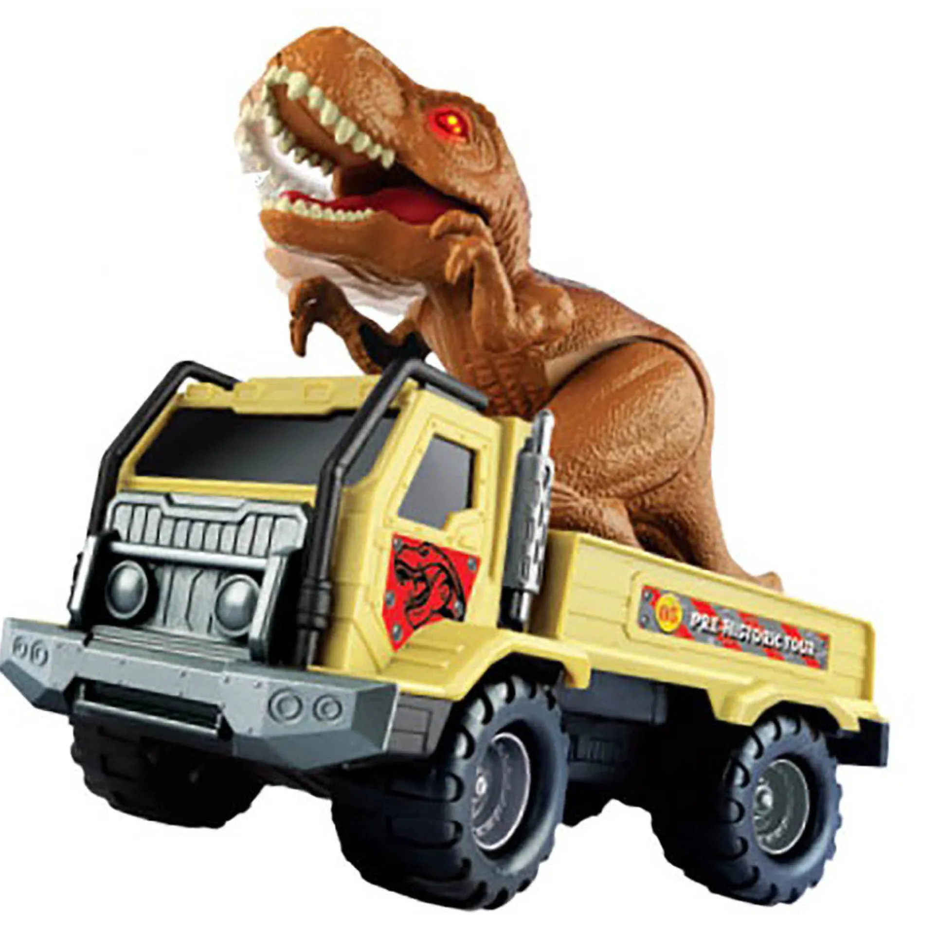 Pre-Historic Times T-REX Transporter with Light & Sounds, Dinosaur Play Truck Set, Ages 3+