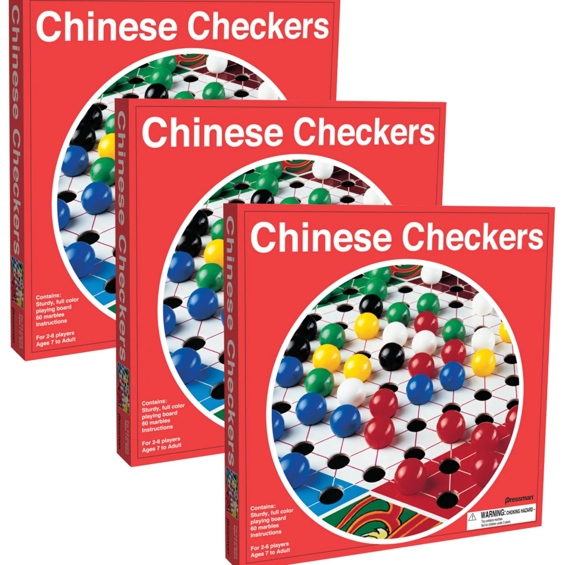 Pressman Chinese Checkers 90th Anniversary Edition Board Game, Pack of 3