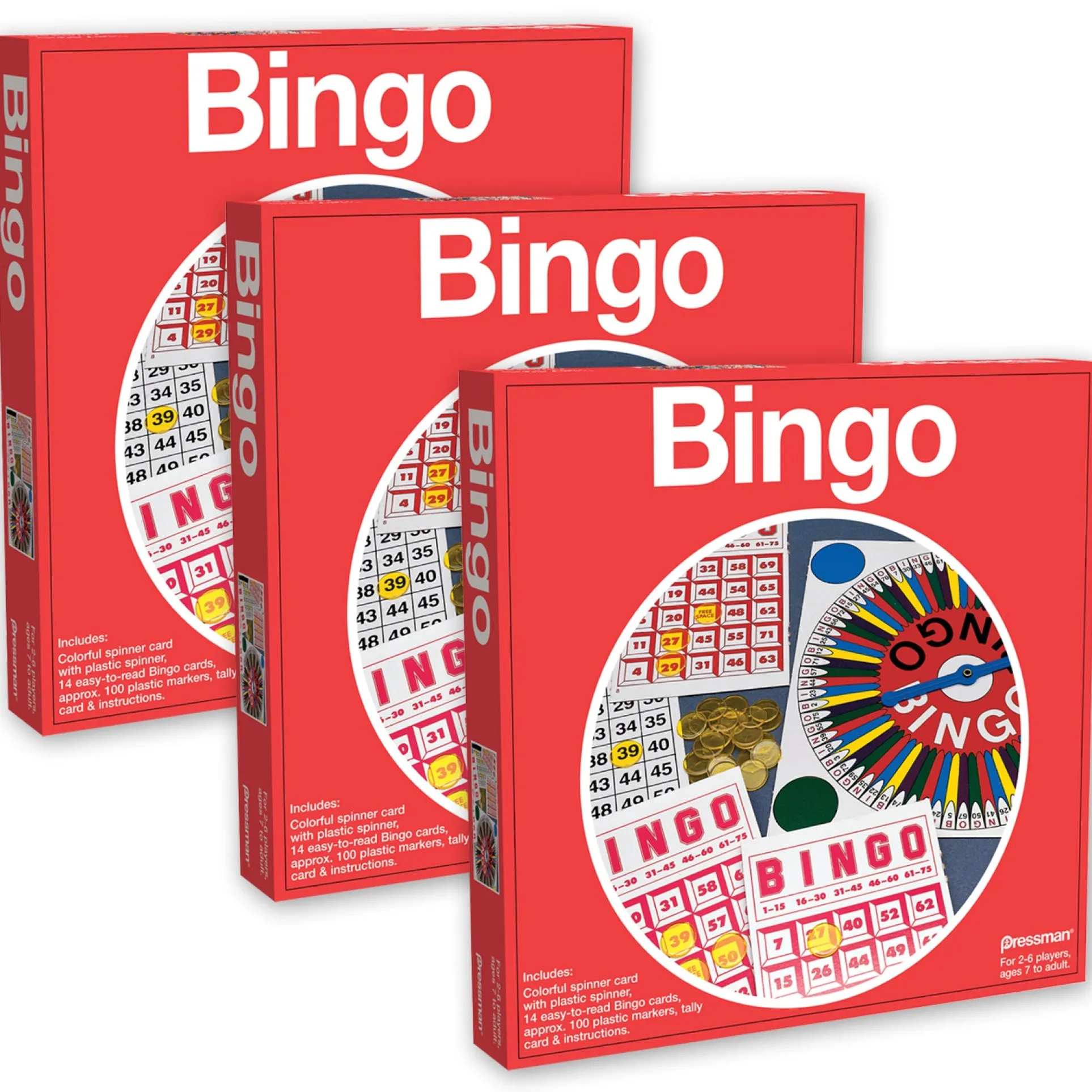 Pressman Colorful Spin & Mark Bingo Game, Triple Pack