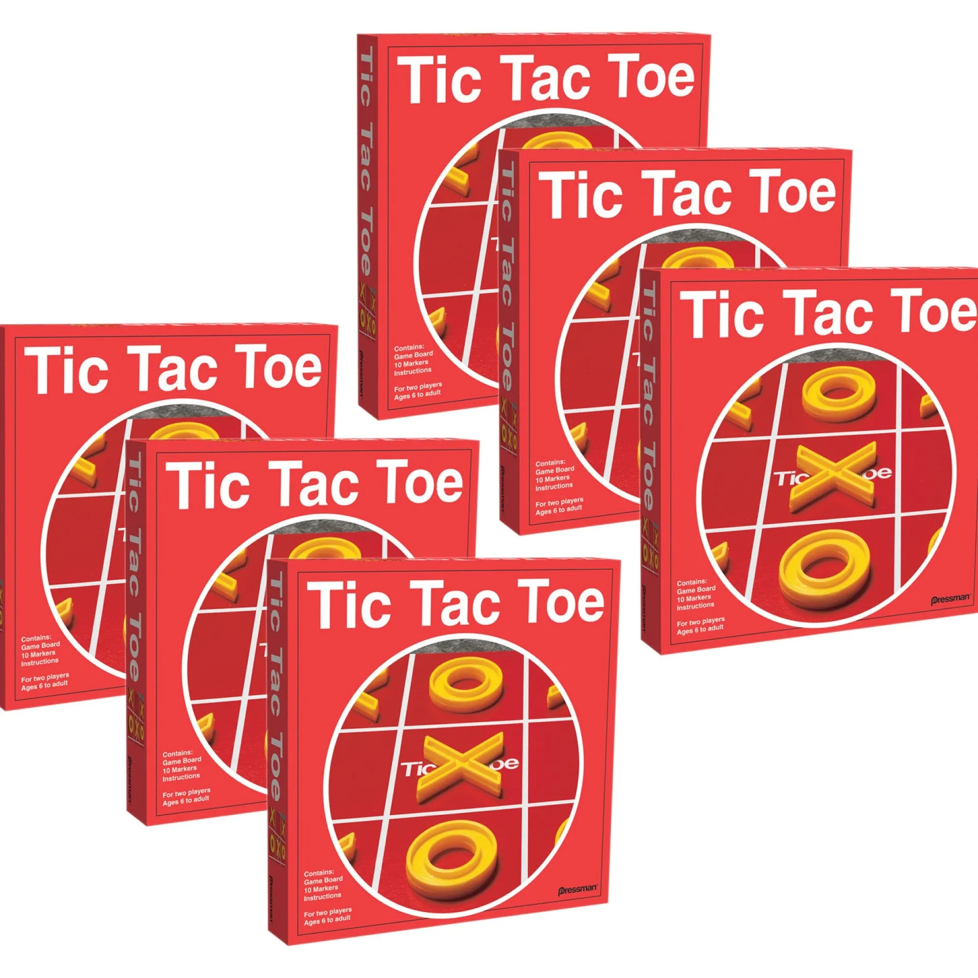 Pressman Tic Tac Toe Classic Board Game, 6-Pack