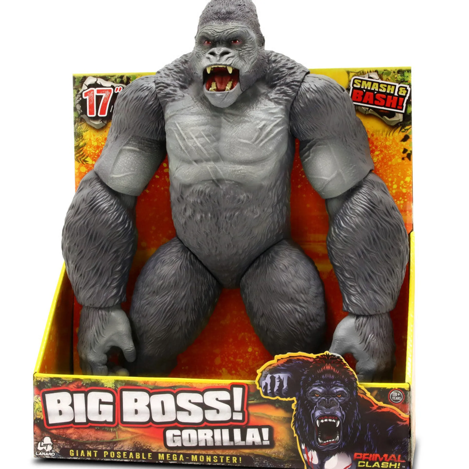 Primal Clash Big Boss Gorilla - 17" Articulated Action Figure, Ages 3+